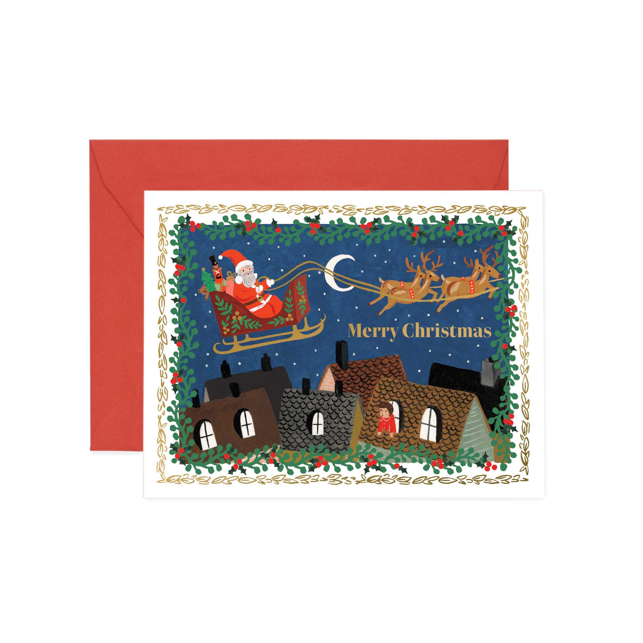 Over the Rooftops Christmas Postcard - Rifle Paper Co