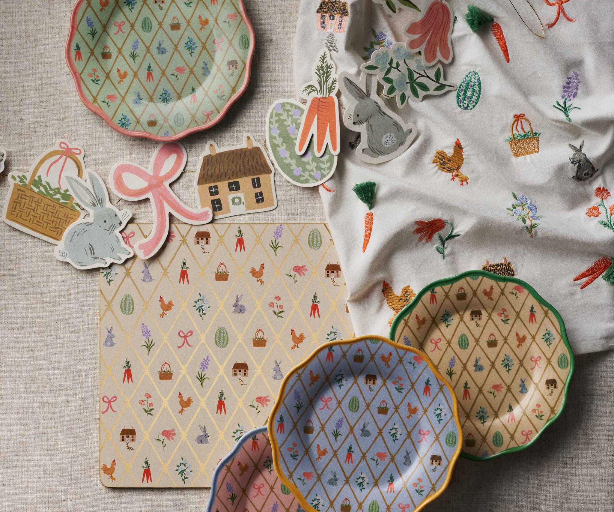 Set de 4 Bajoplatos de Corcho Spring Farm -Rifle Paper Co