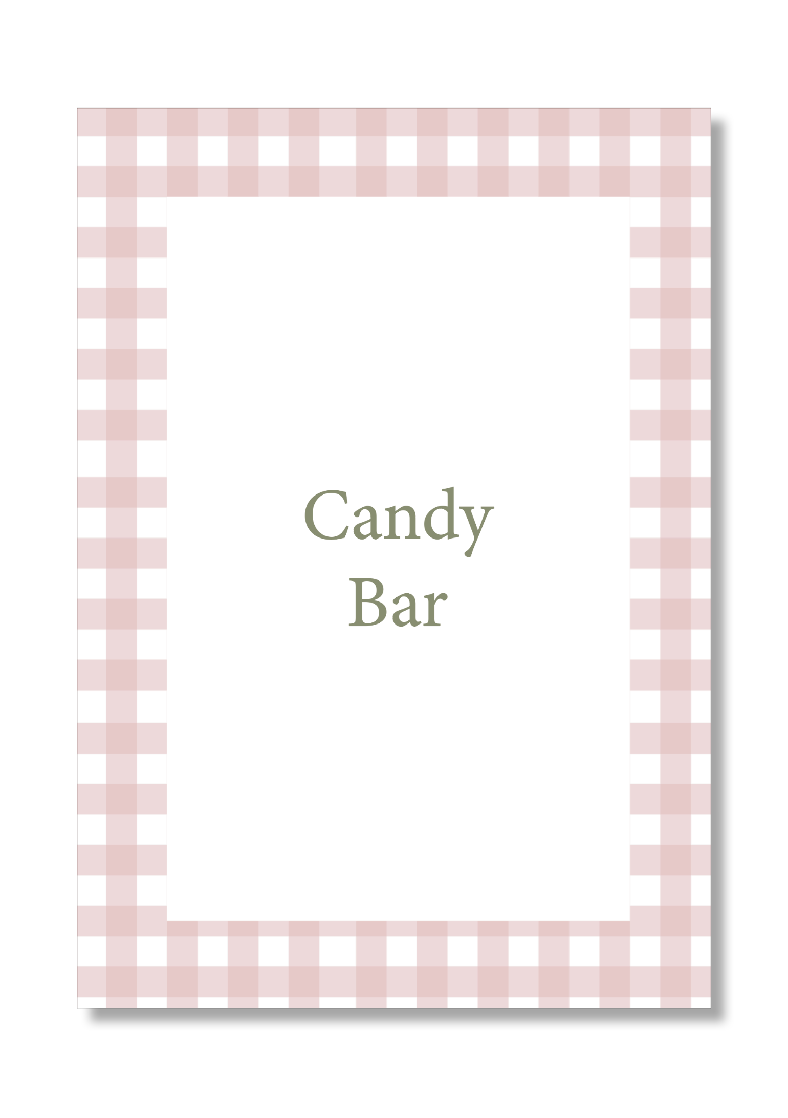 Customizable Candy Bar print with Vichy designs. A5 size.