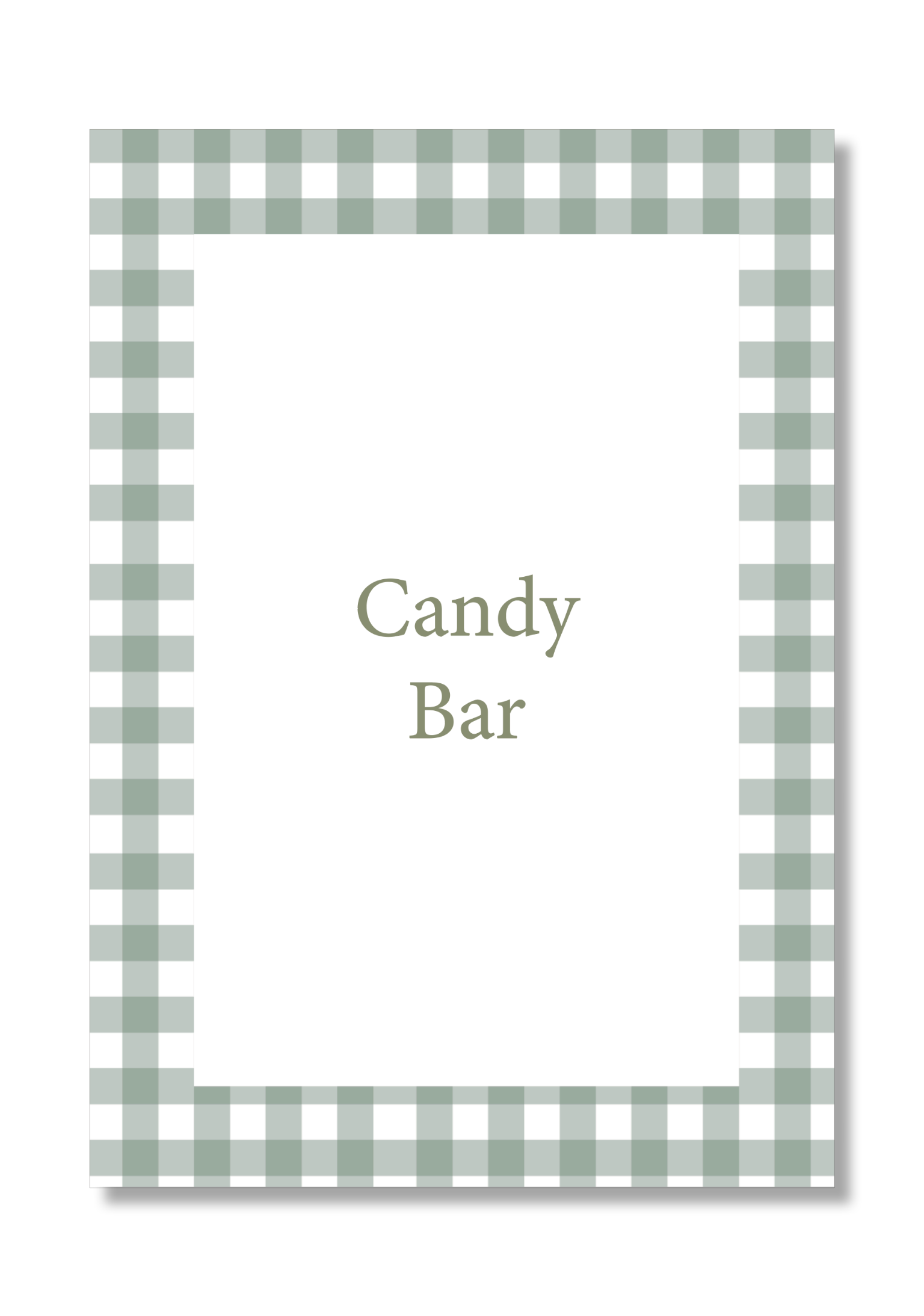 Customizable Candy Bar print with Vichy designs. A5 size.