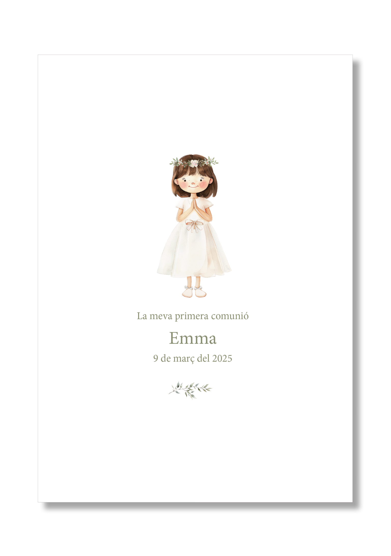 Lámina comunión personalizable Básica .Tamaño A5.
