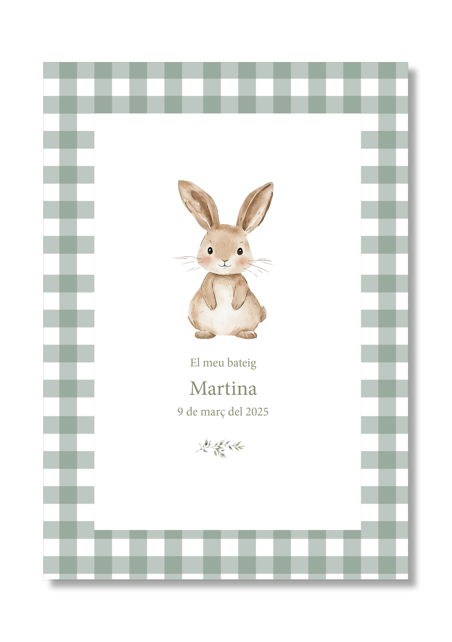 Lámina bautizo personalizable Bienvenida Vichy Animales.Tamaño A5.