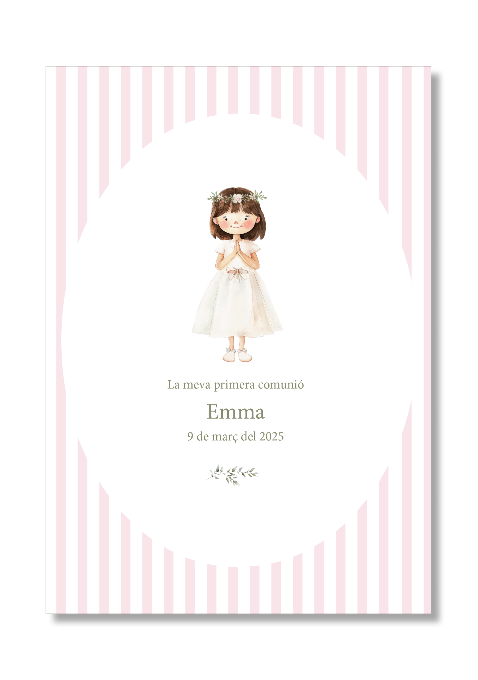 Personalizable communion print Stripes. A5 size.