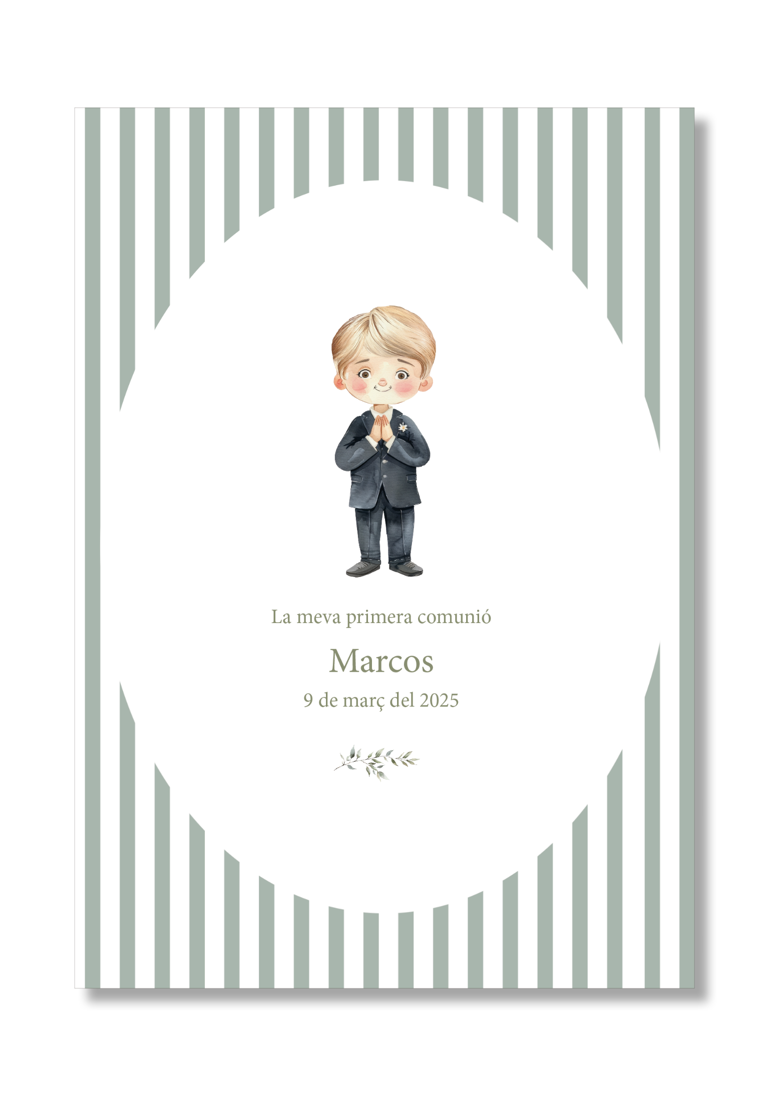 Personalizable communion print Stripes. A5 size.