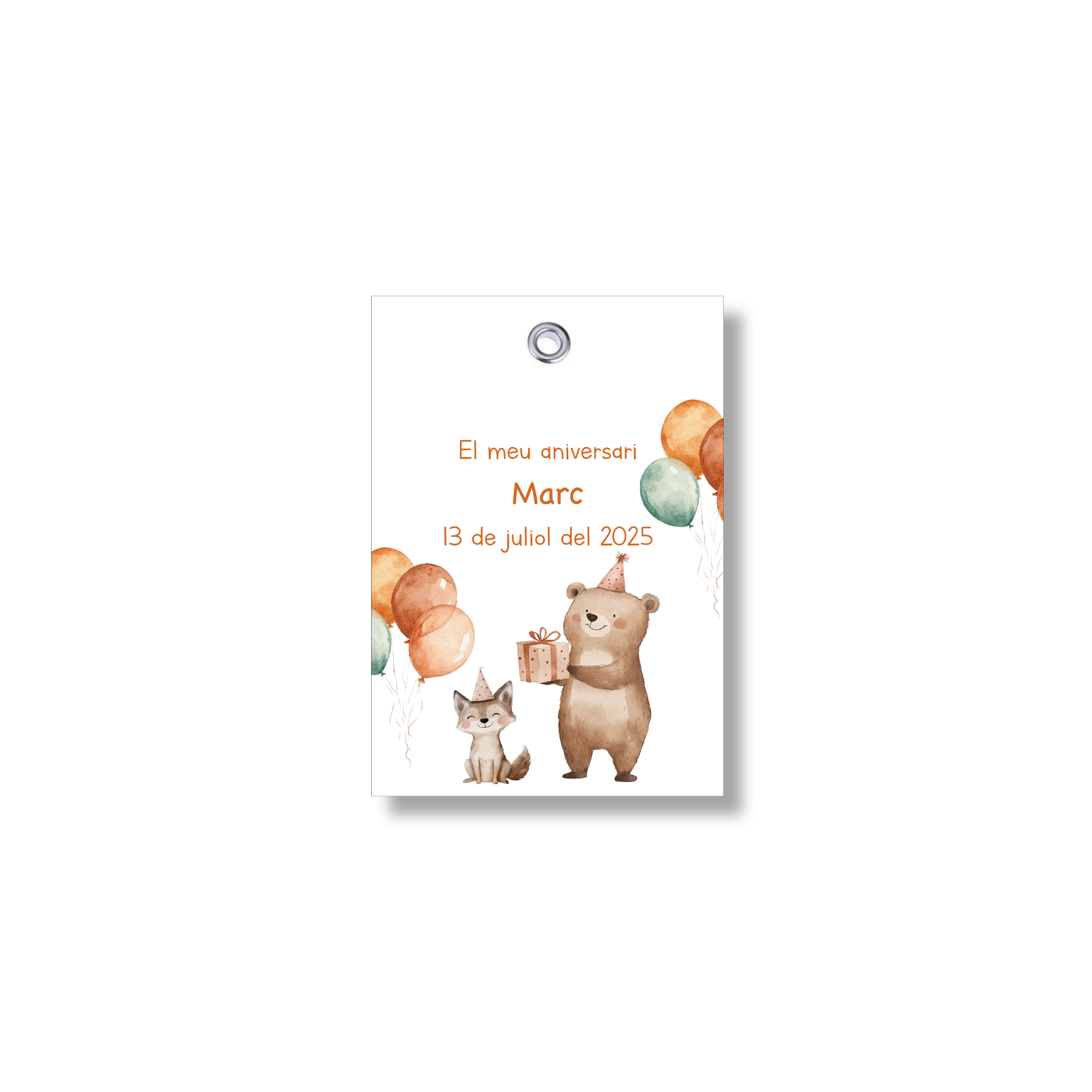 Etiqueta personalizable con motivos de animales. Tamaño 55x80 mm.