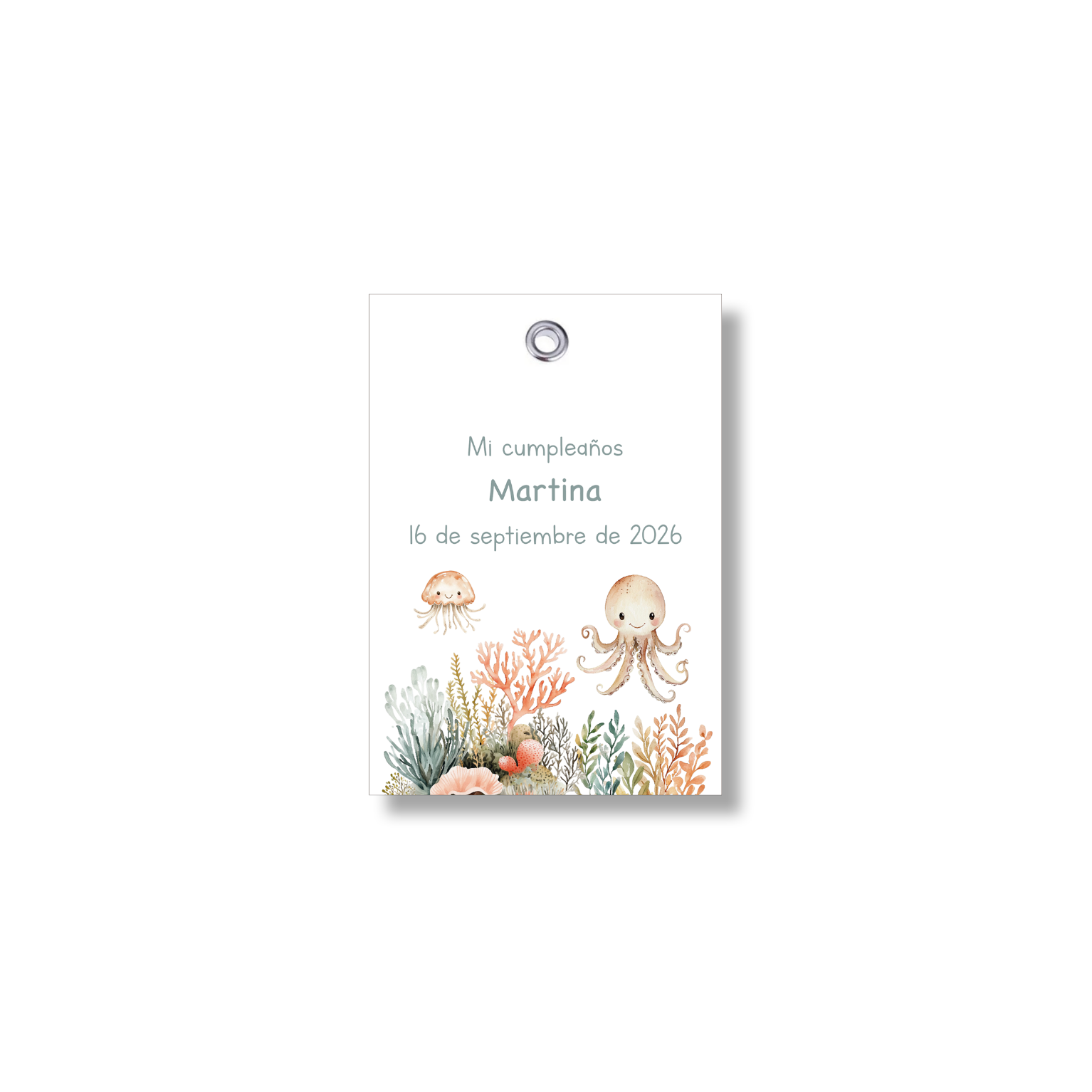 Etiqueta personalizable con motivos Oceano. Tamaño 55x80 mm.