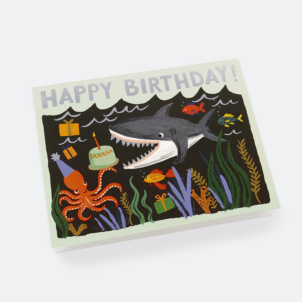 Postal Felicitación Cumpleaños Tiburón Shark Birthday - Rifle Paper
