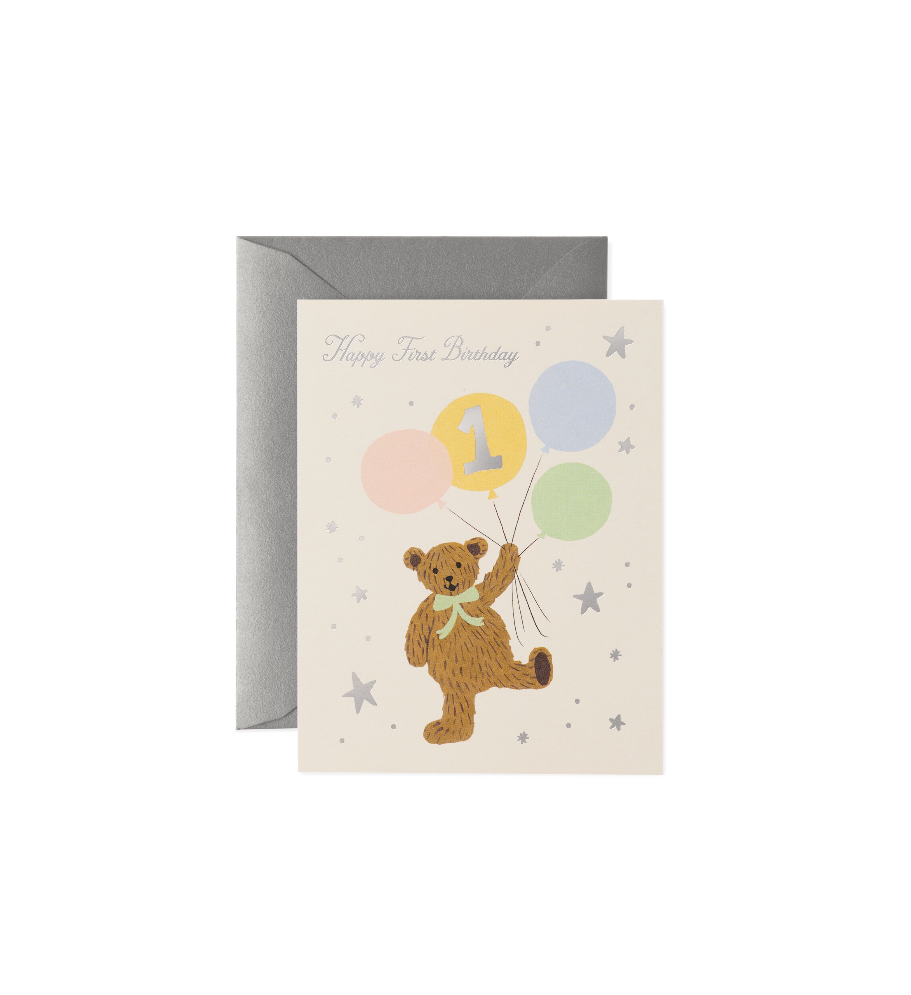 Tarjeta felicitación cumpleaños First Birthday Bear - Rifle Paper