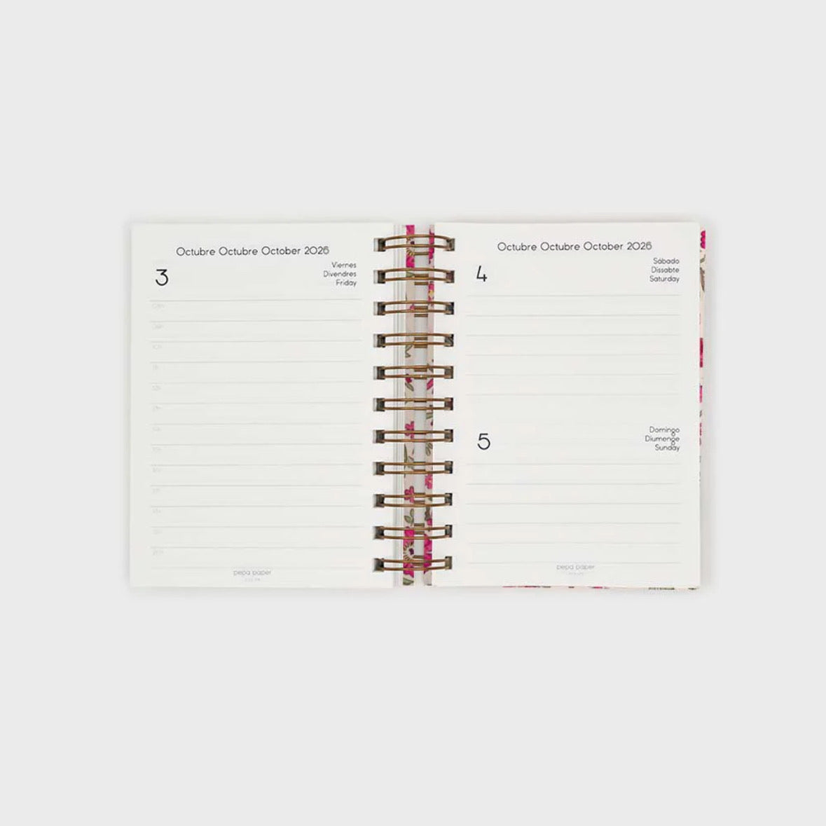 Agenda 2026 A6 Día Vista (12 meses) - Floral Roses