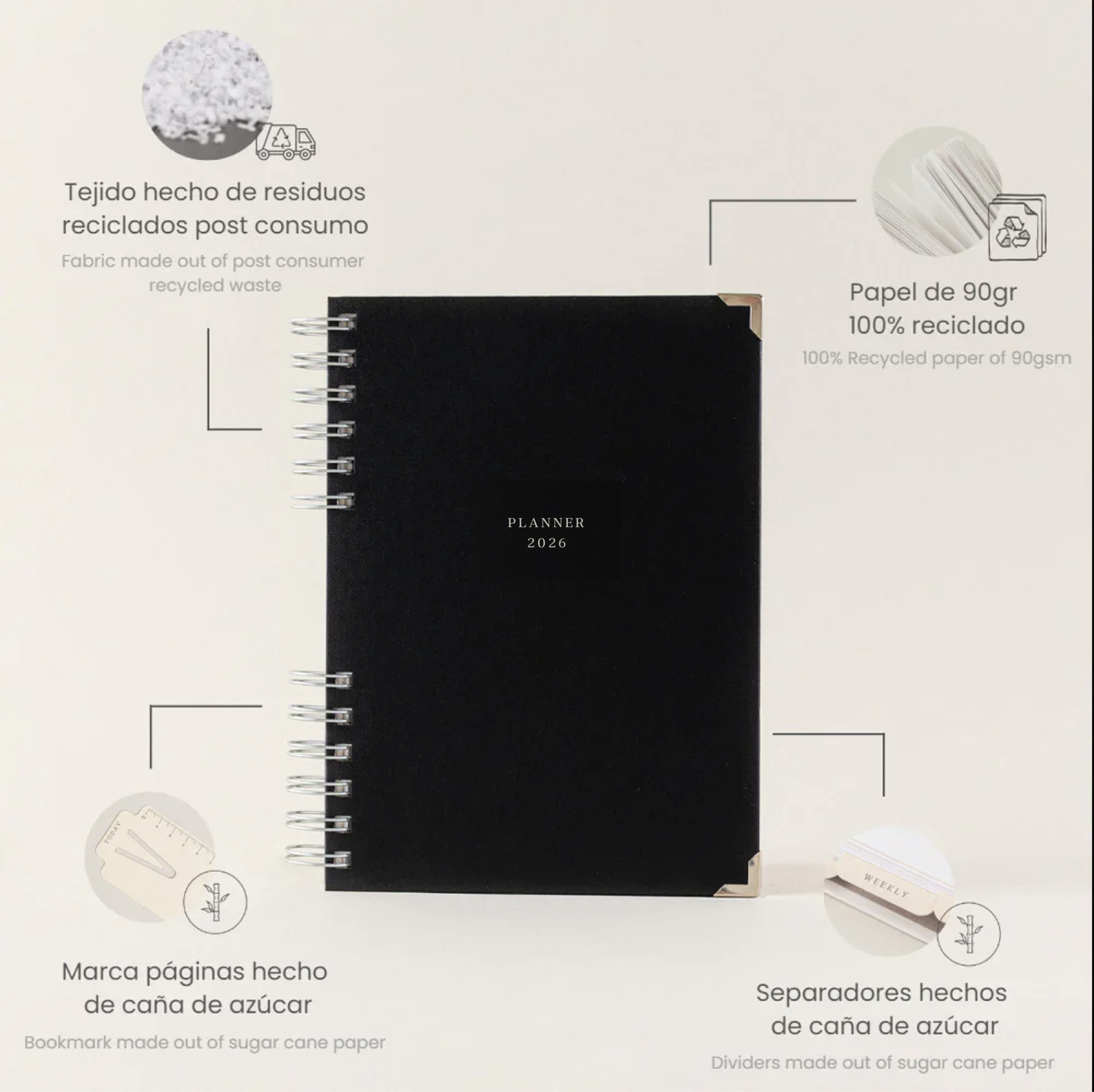 Pack Organización I Agenda + Planificador Mensual + Planificador Tareas + Bolígrafo