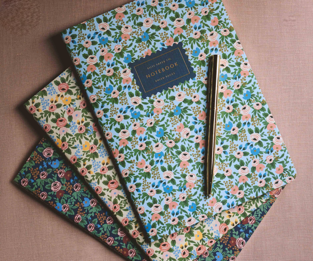 Pack 3 libretas cosidas Rosa - Rifle Paper co.