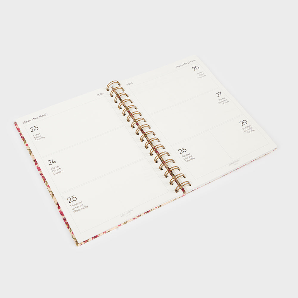 Agenda 2026 A5 Semana Vista (12 meses) - Floral Roses