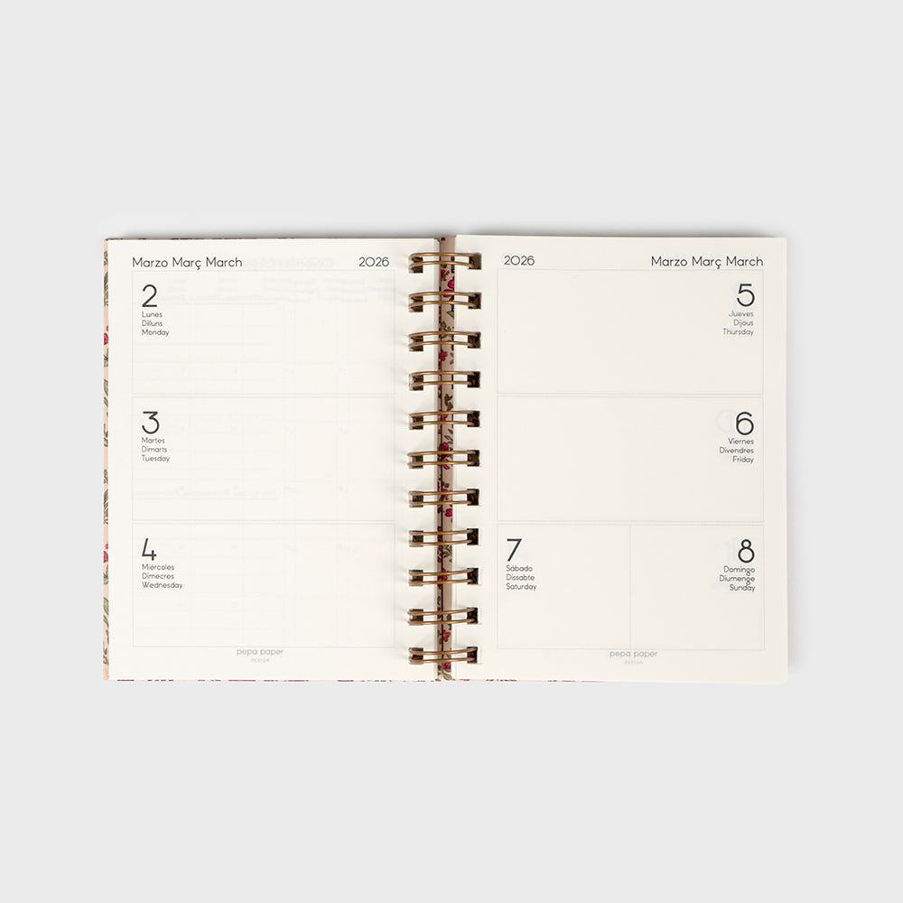 Agenda académica A5 2025-26 - Floral Roses