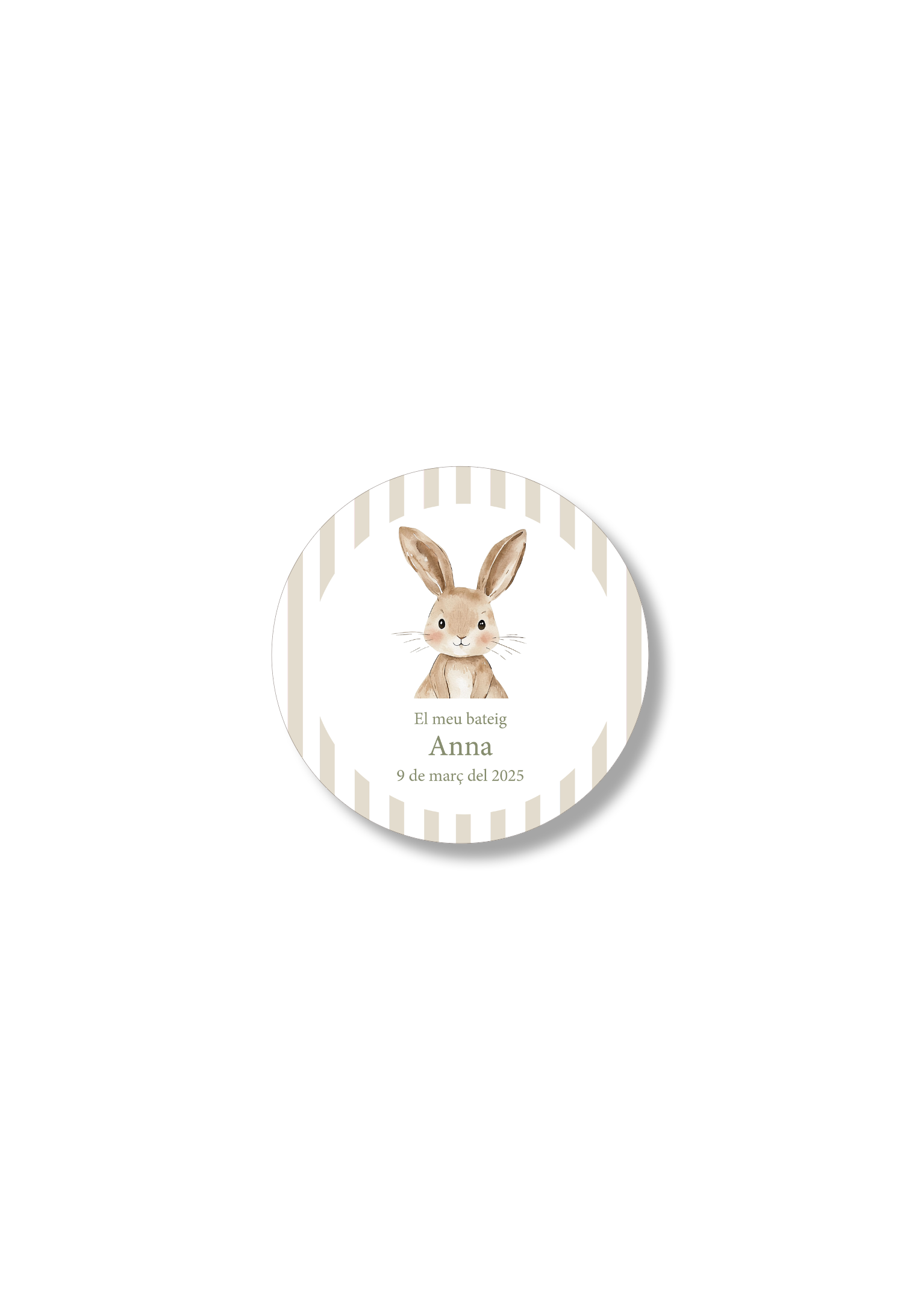Adhesivos bautizo personalizables Rayas Animales. 60 mm de diámetro.