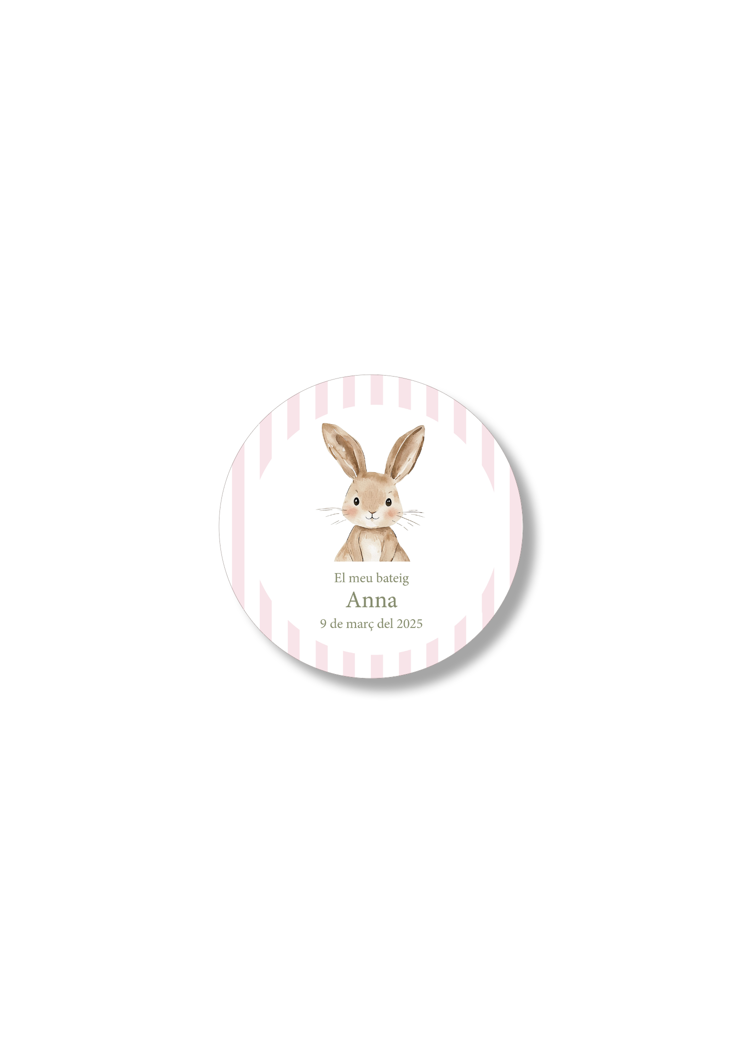Adhesivos bautizo personalizables Rayas Animales. 60 mm de diámetro.