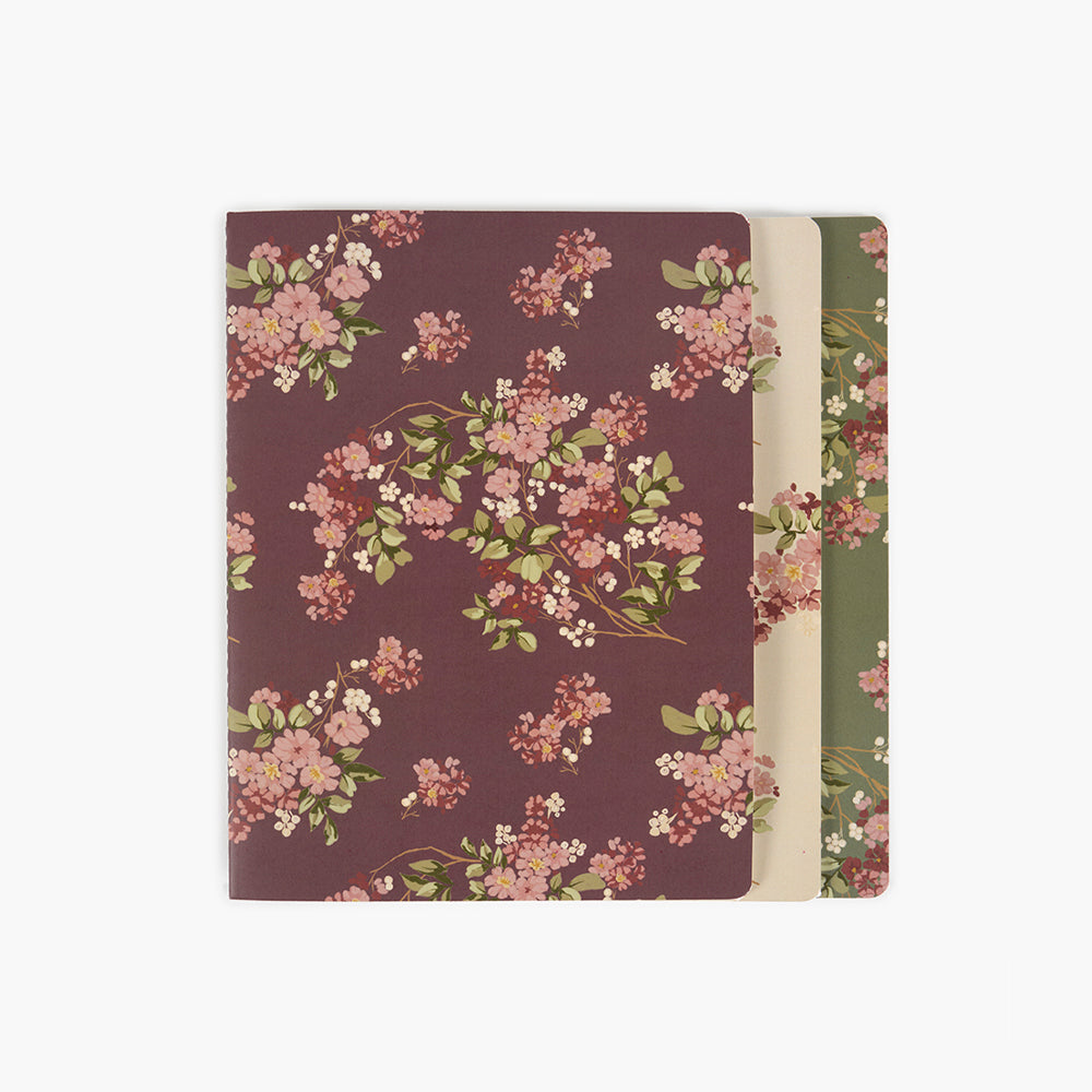 Pack 3 libretas cosidas Flores 25x19cm - Pepa Paper