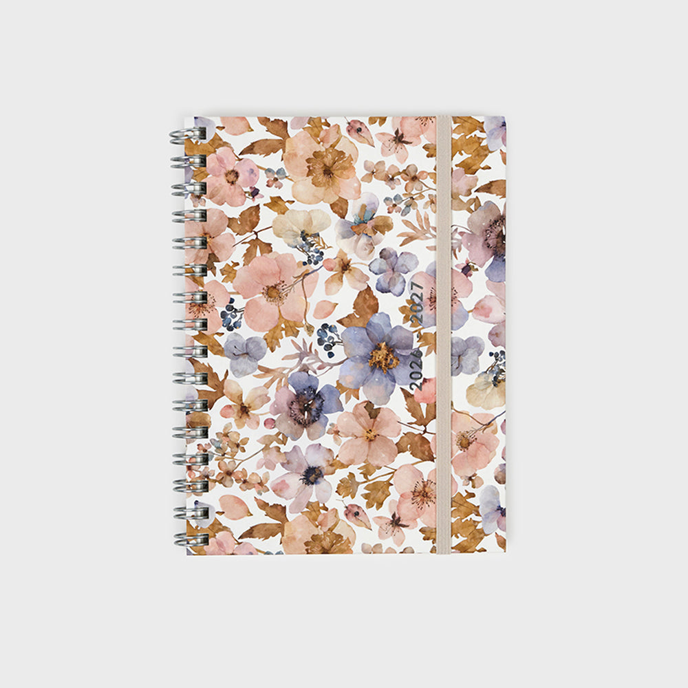 Agenda académica A5 2026-27 - Pressed Flowers Light