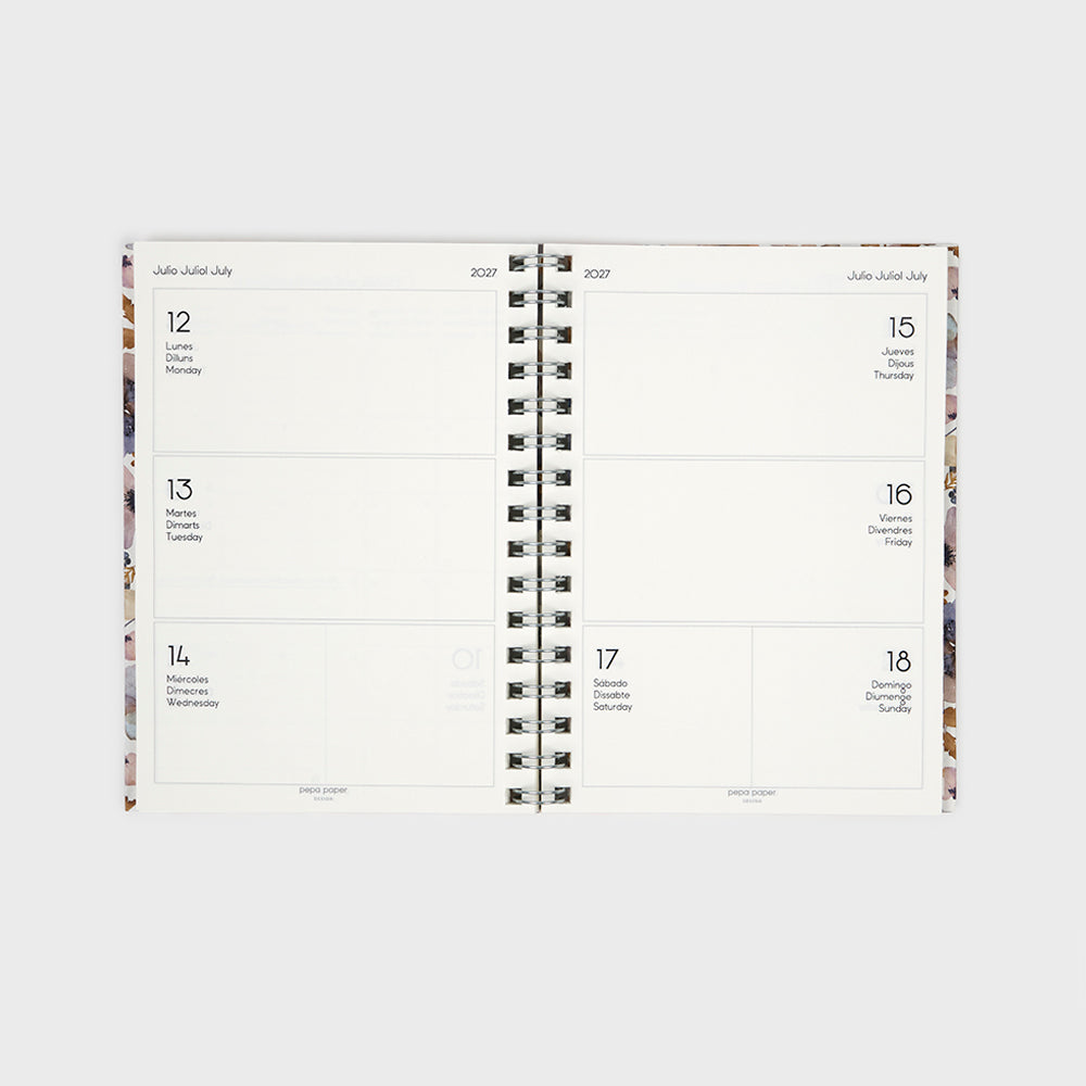 Agenda académica A5 2026-27 - Pressed Flowers Light