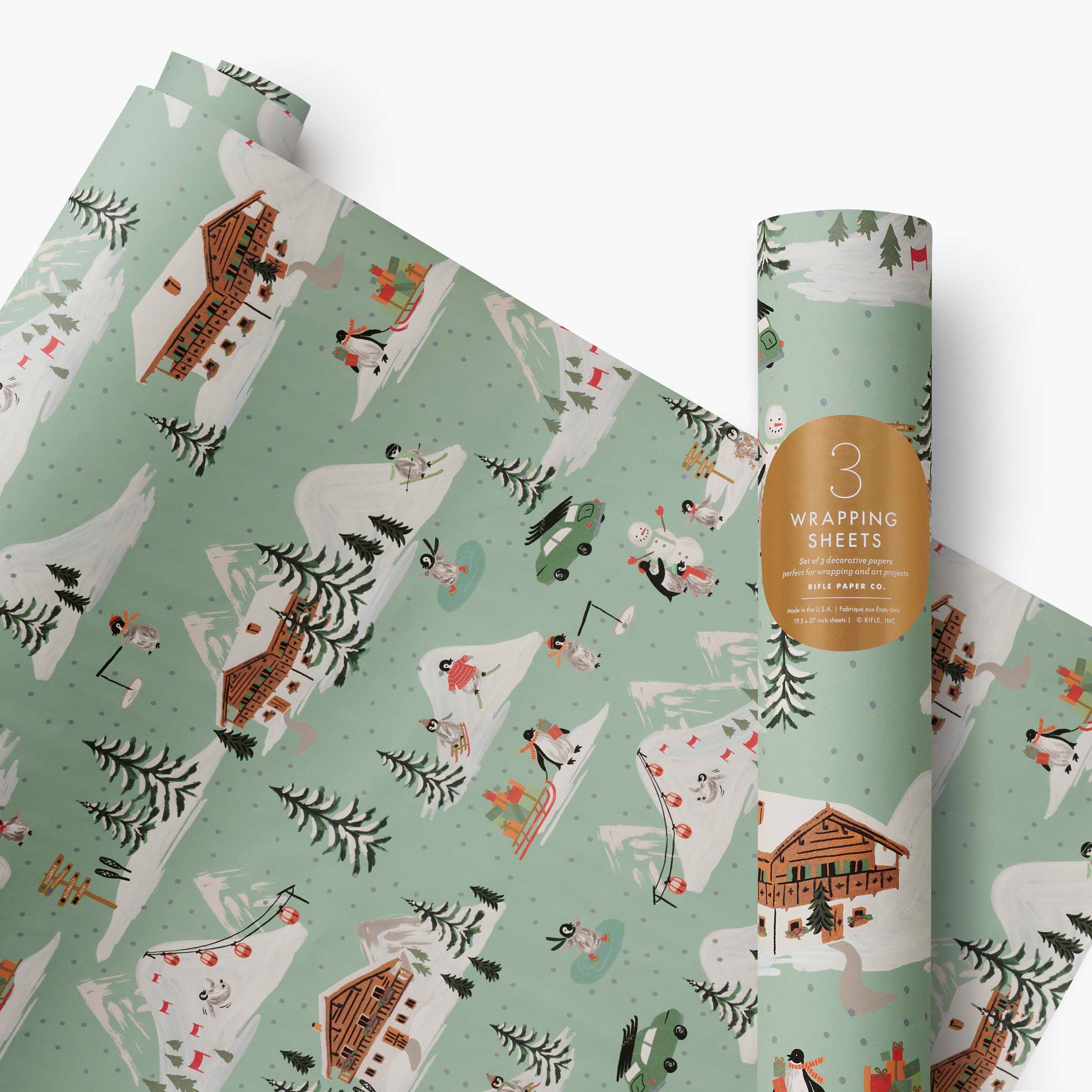 Hojas papel de regalo Penguin Village - Rifle Paper Co