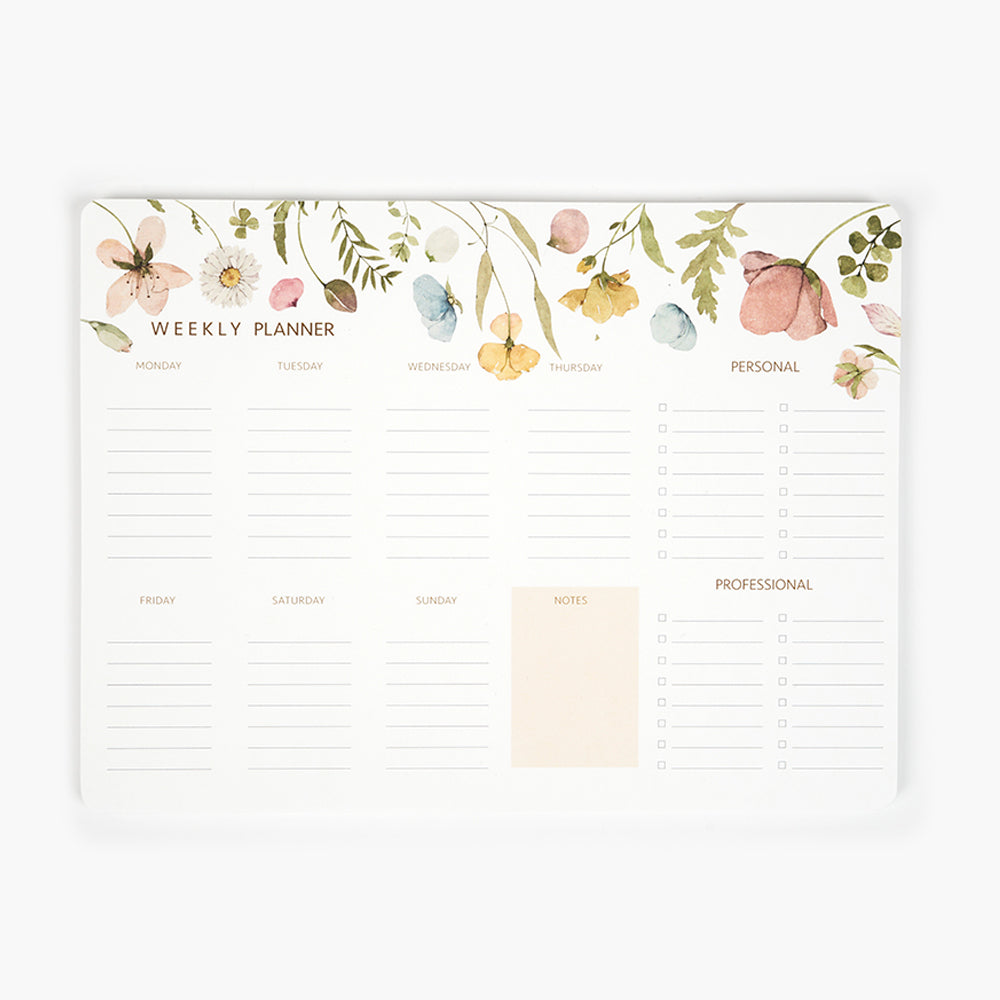 Pack "Spring Flowers" I Libreta + Planificador + Bloc Notas + Bolígrafo + Portabolígrafos