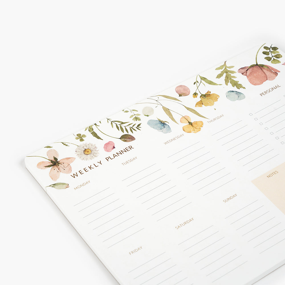 Pack "Spring Flowers" I Libreta + Planificador + Bloc Notas + Bolígrafo + Portabolígrafos