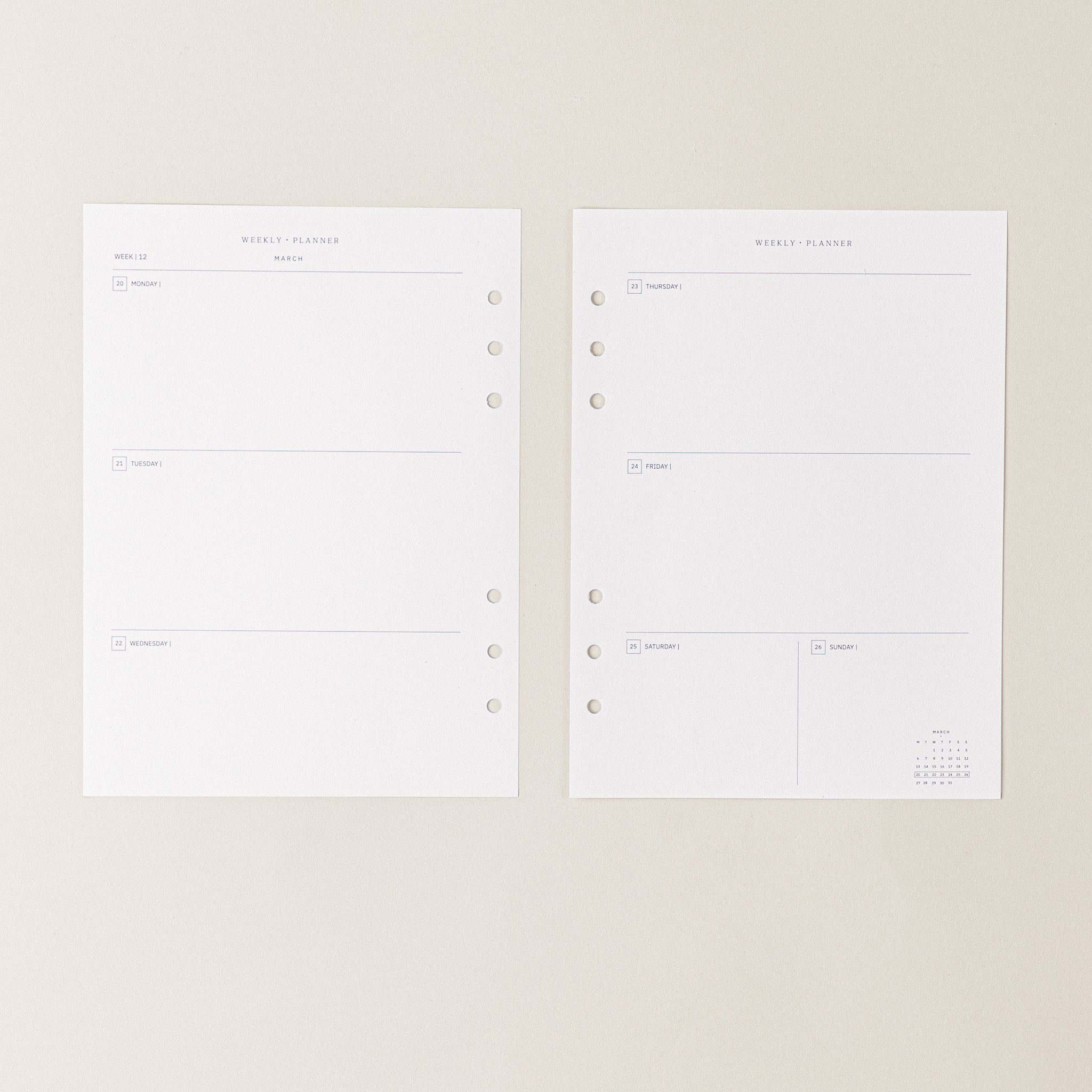 Recambio de papel reciclado agenda a semana 2022-2023 para organizacion