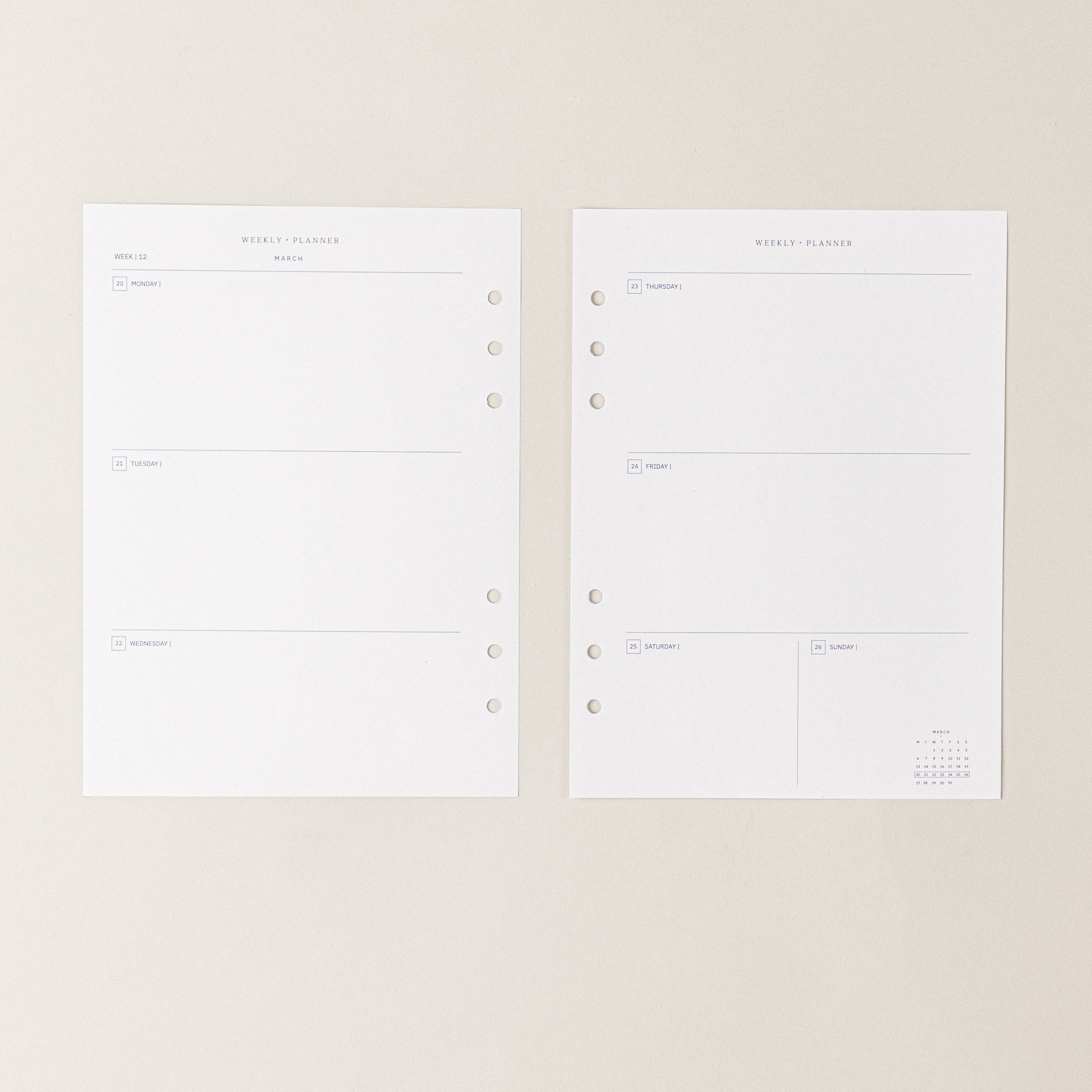 Recambio de papel reciclado agenda a semana 2022-2023 para organizacion