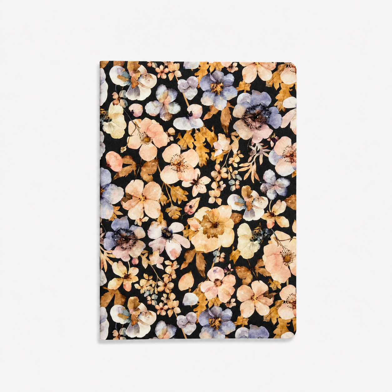 Libreta Grapada A5 36 hojas - Pressed Flowers Dark