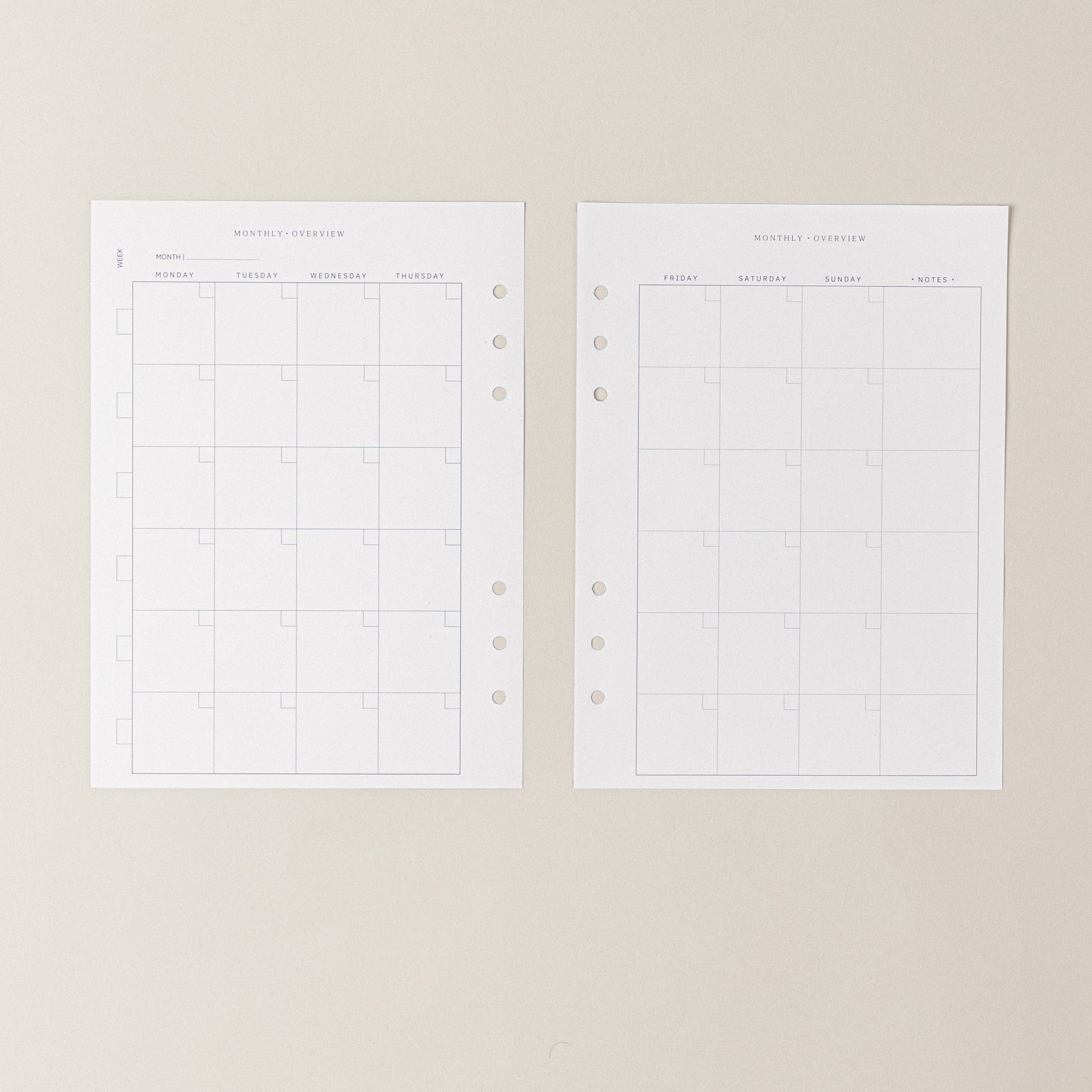 Recambio de papel reciclable con planificador mensual sin fechas para agenda