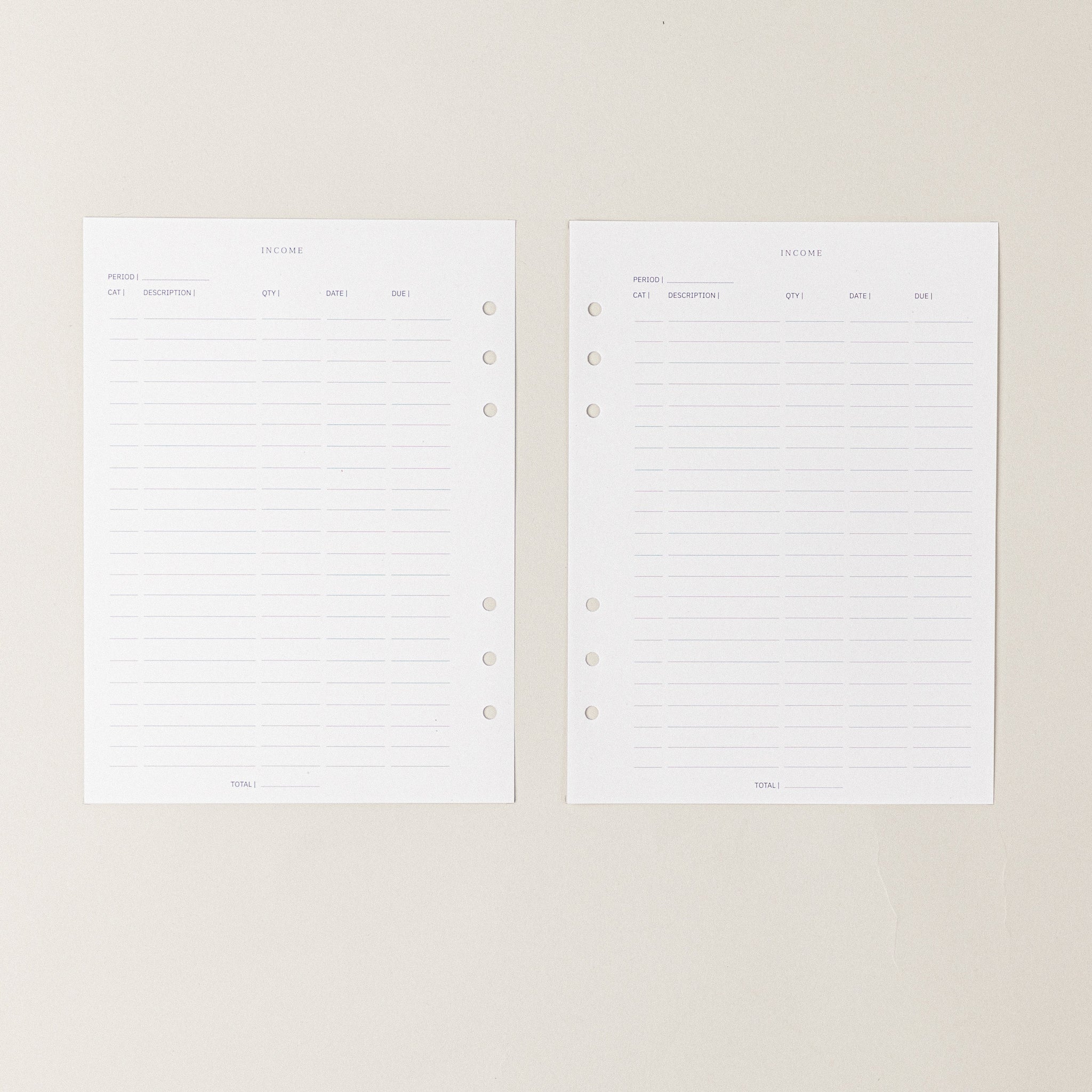 Recambio de papel reciclable con balance de gastos para agenda
