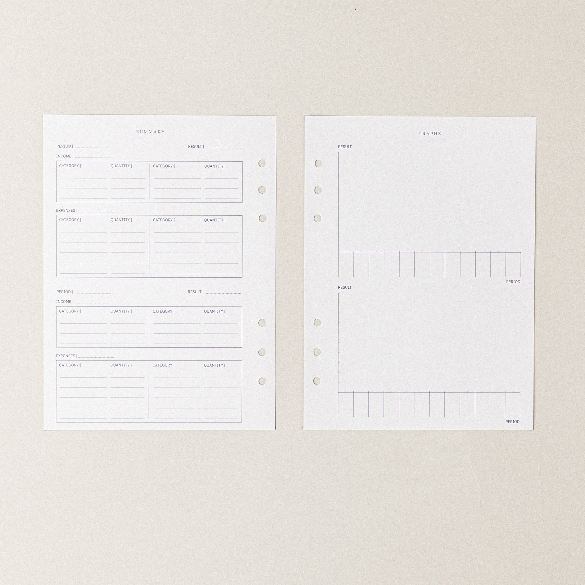 Recambio de papel reciclable con balance de gastos para contabilidad