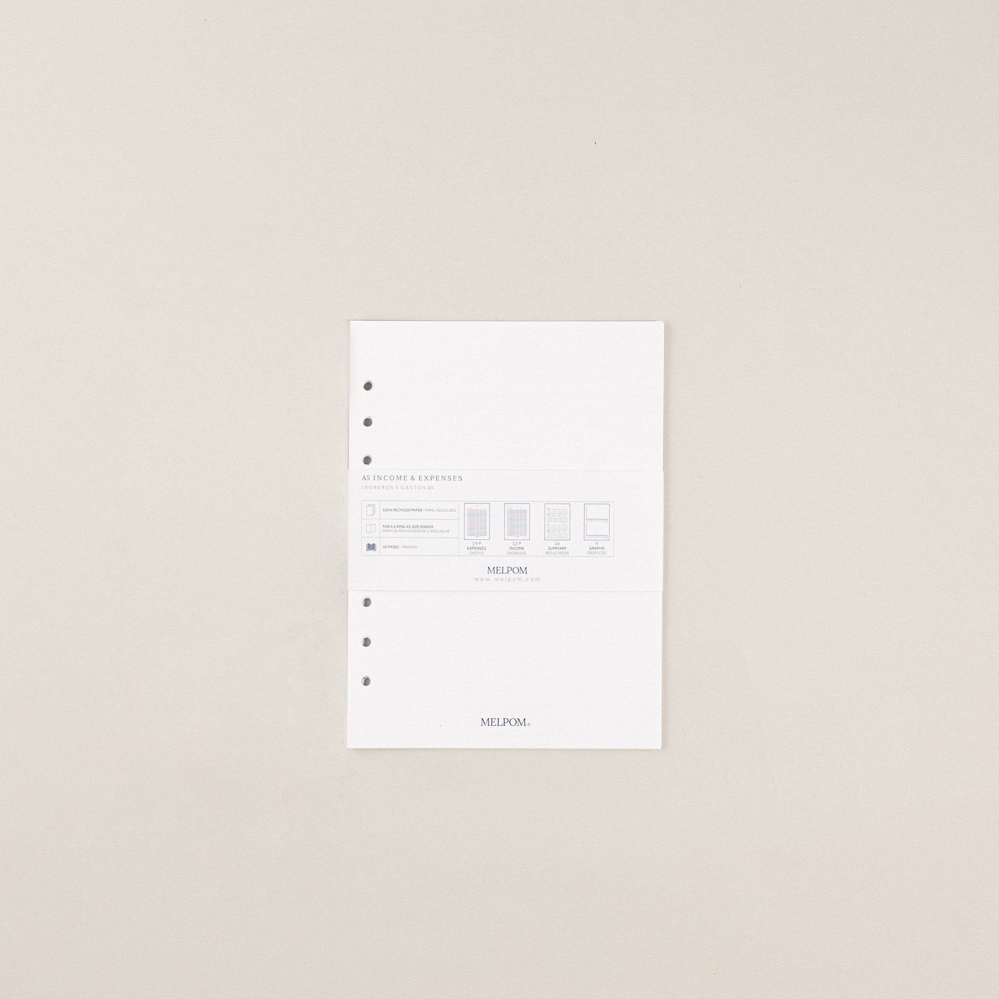 Recambio de papel reciclable con balance de gastos pack
