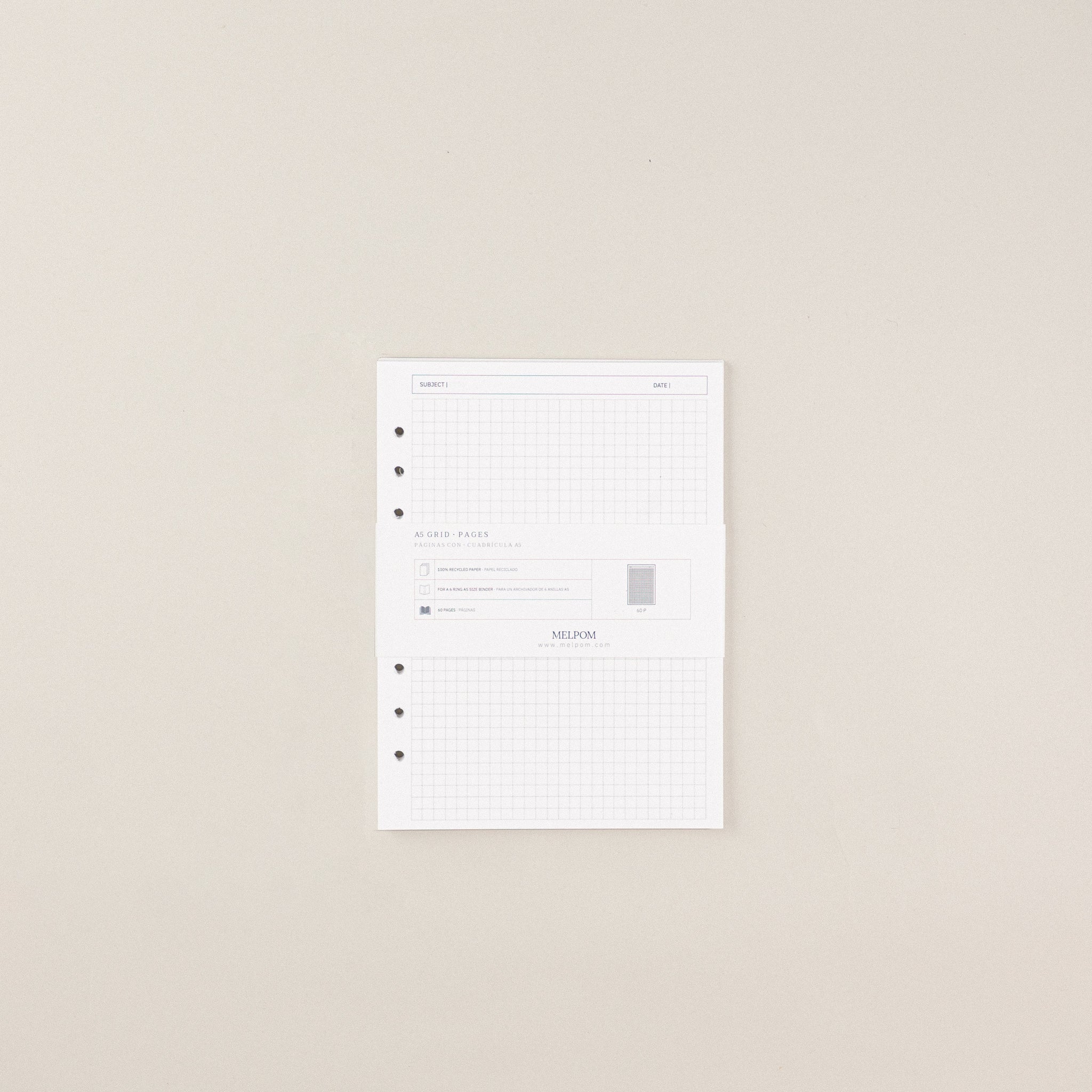 Recambio de papel reciclable con hojas con cuadricula pack