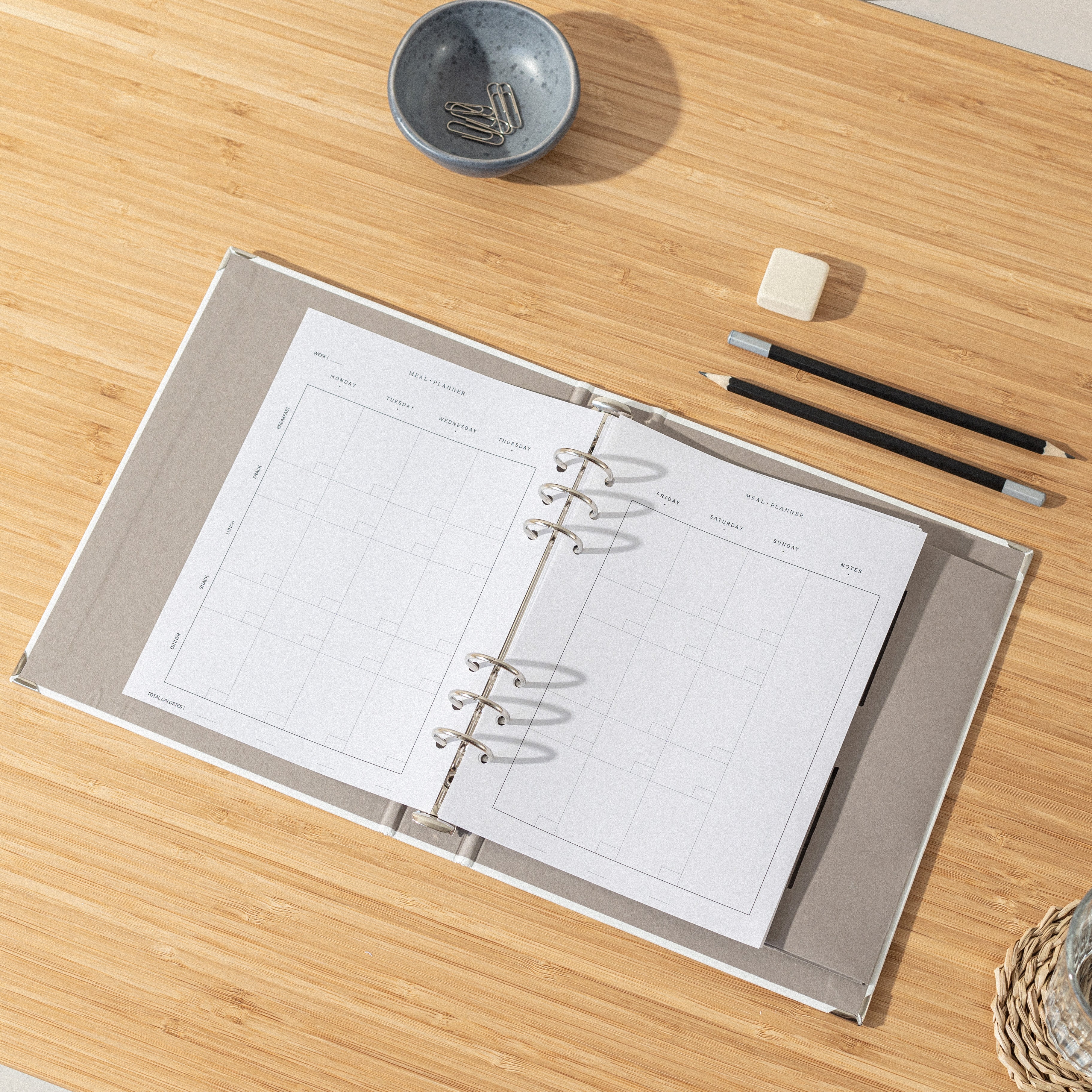 Recambio de papel reciclable para planear menus