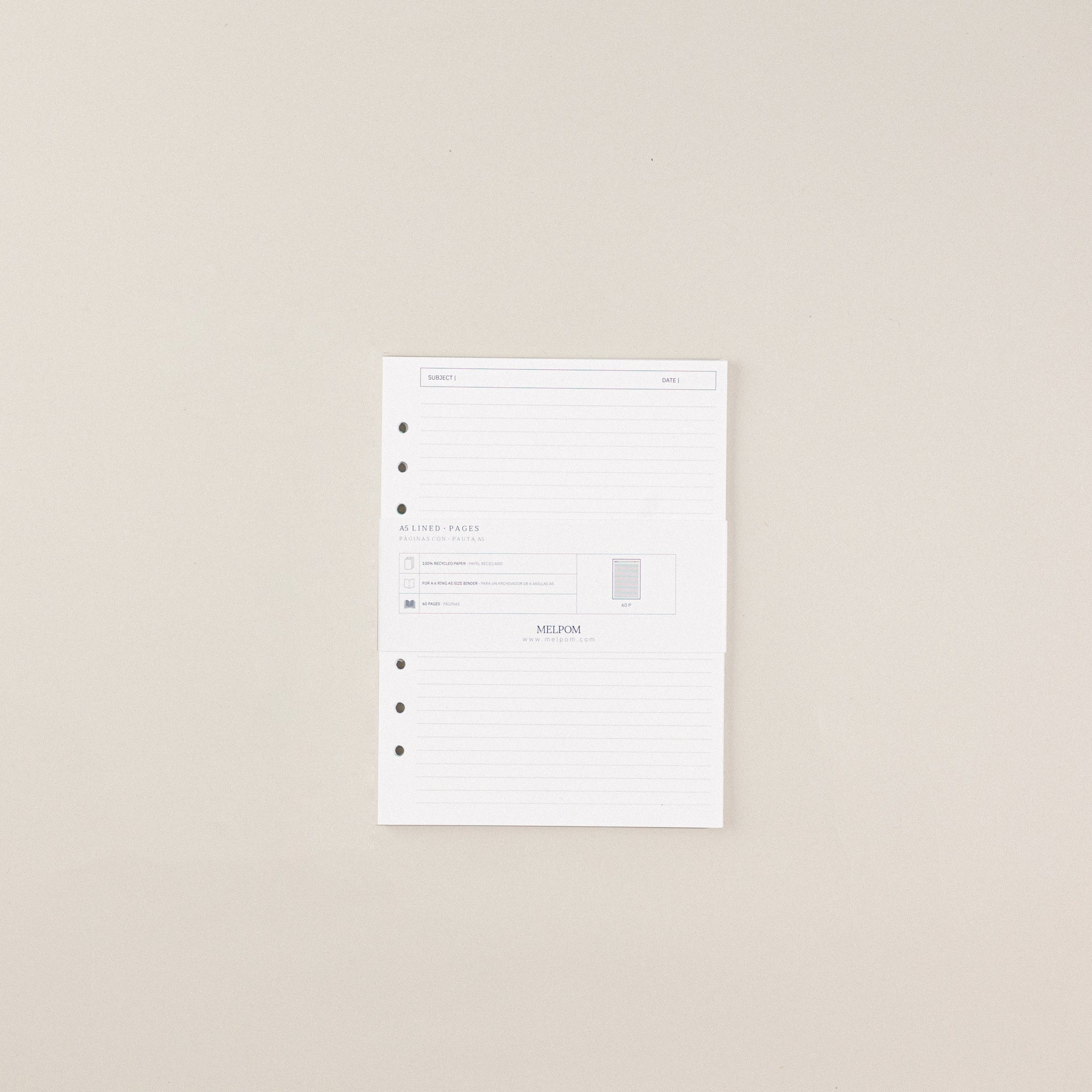 Recambio de papel reciclable con hojas pautadas pack