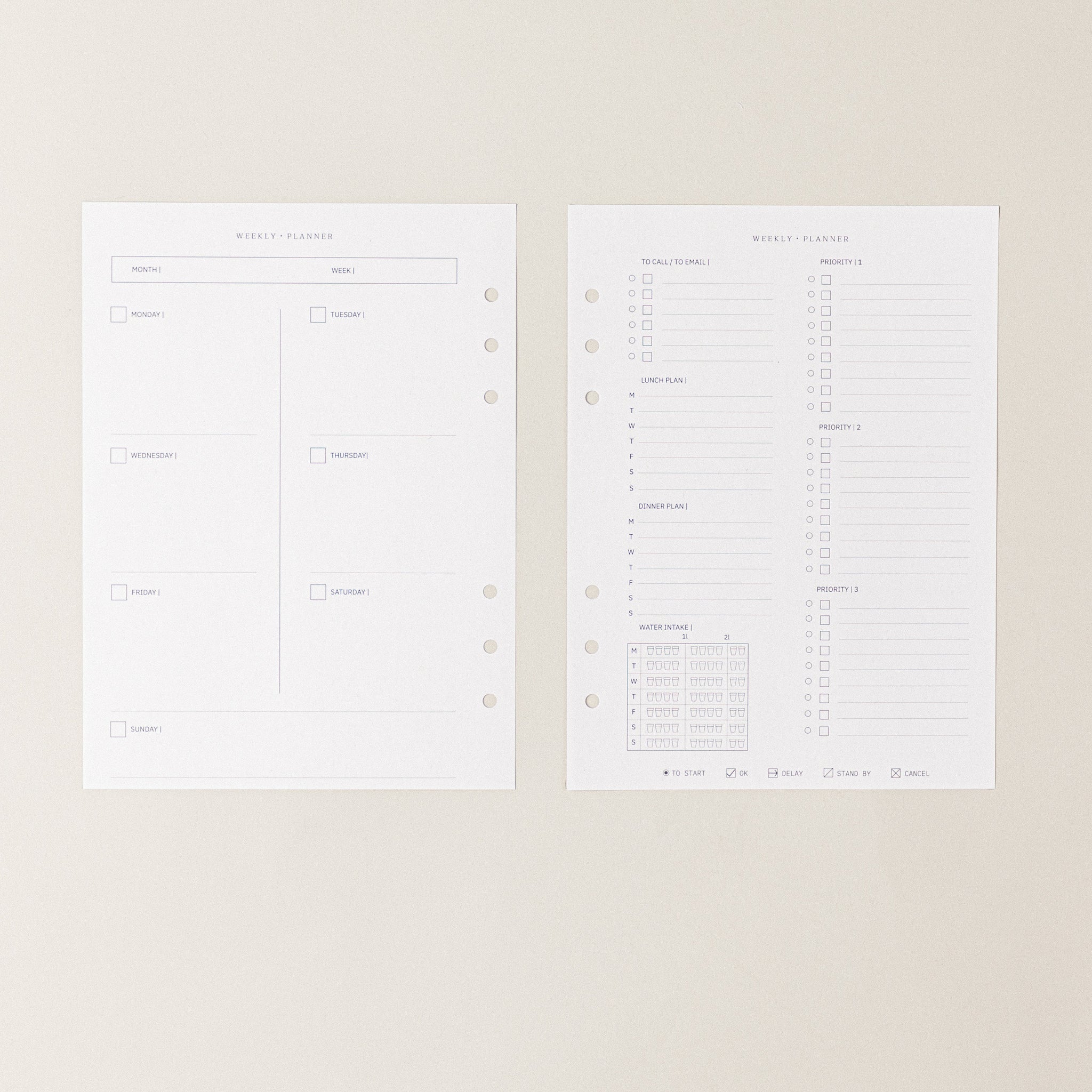 Recambio de papel reciclable con planificador semanal sin fechas para agenda