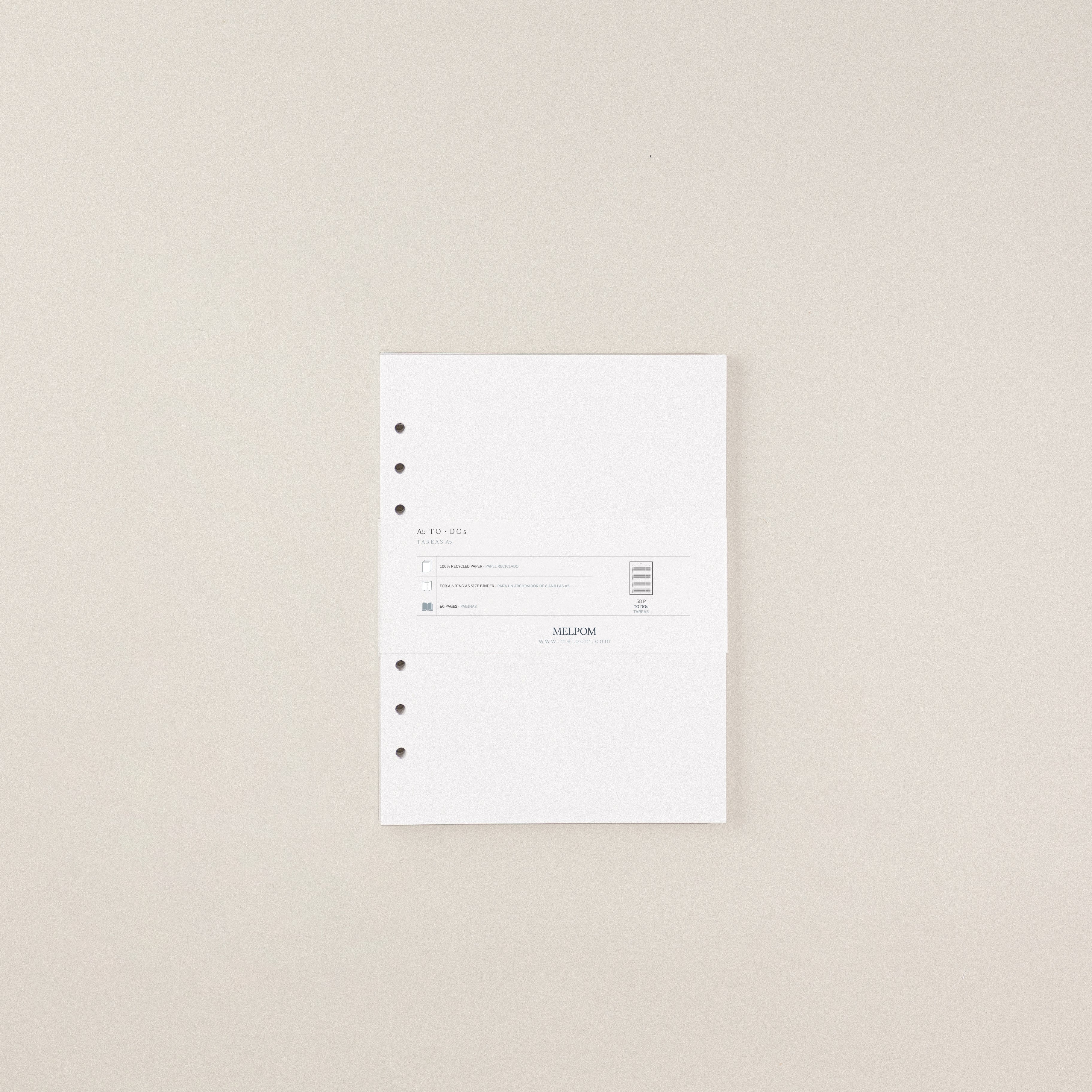 Recambio de papel reciclable con planificador de tareas pack