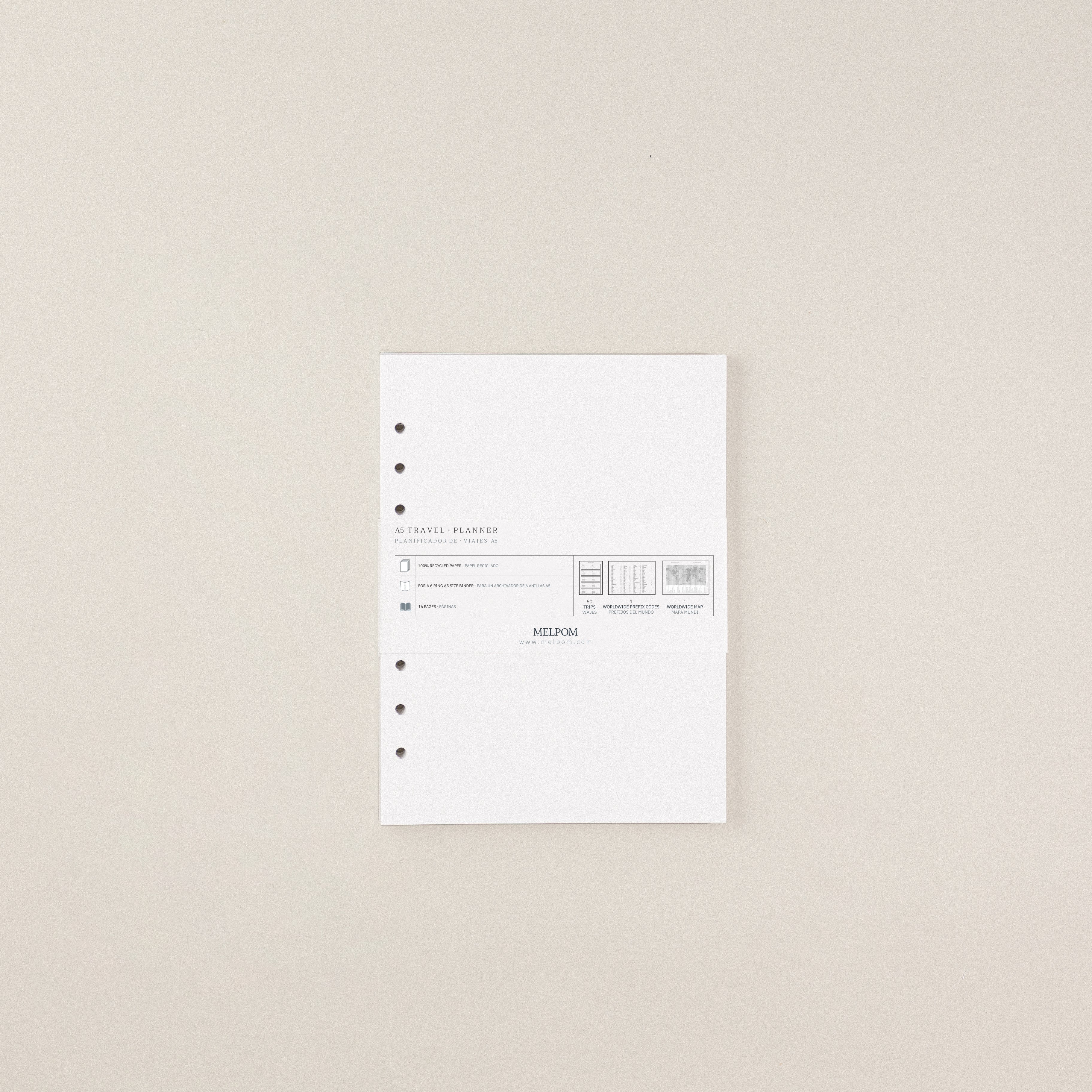 Recambio de papel reciclable para planear viajes pack