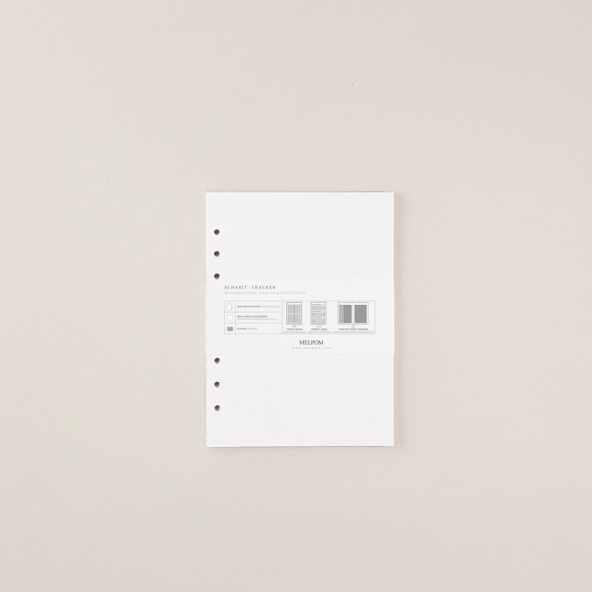 Recambio de papel reciclable con seguimiento de habitos, habit tracker