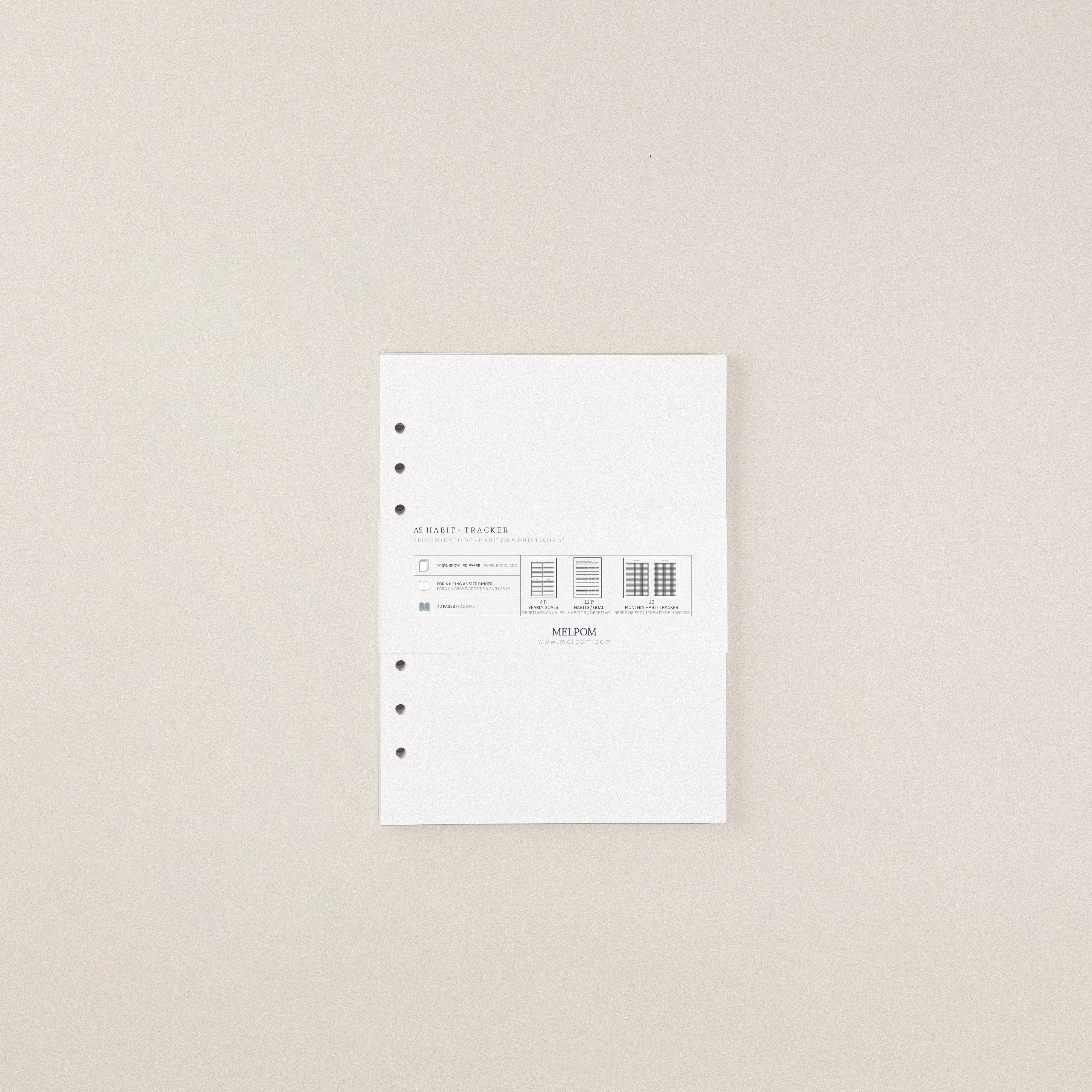 Recambio de papel reciclable con seguimiento de habitos,  habit tracker