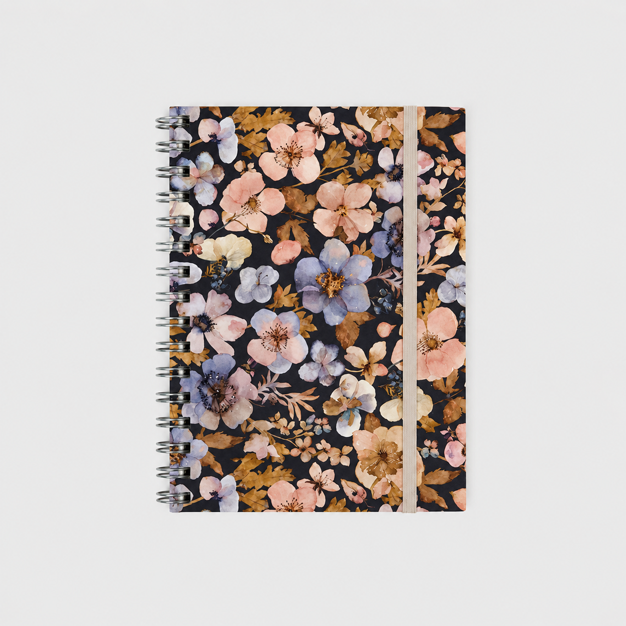 Libreta Wyro A5 Tapa Blanda Hojas Cuadrícula - Pressed Flowers Dark