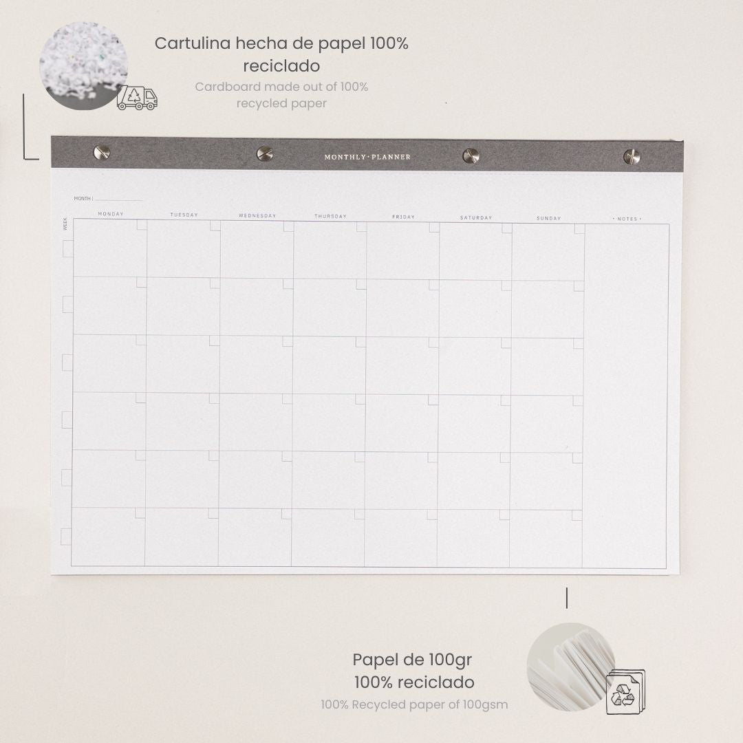 Bloc de notas mensual tamaño A3, bloc de notas y libretas de nota para planear cada mes. Mi bloc de notas con todo list.
