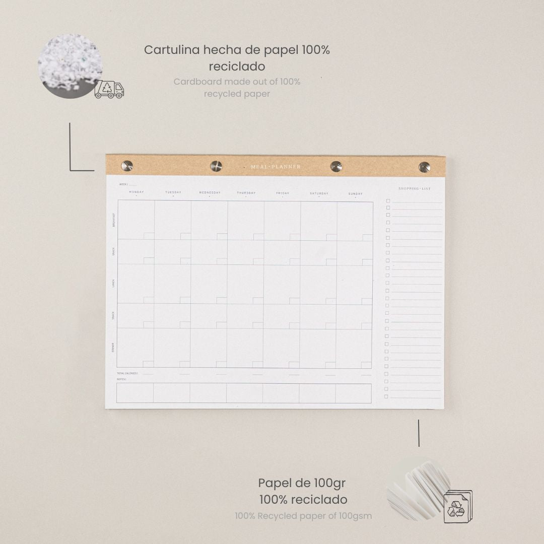 Mi bloc de notas con planificador menu semanal de comidas. Para una planificación de comidas semanales, con un to do list una libreta A5.