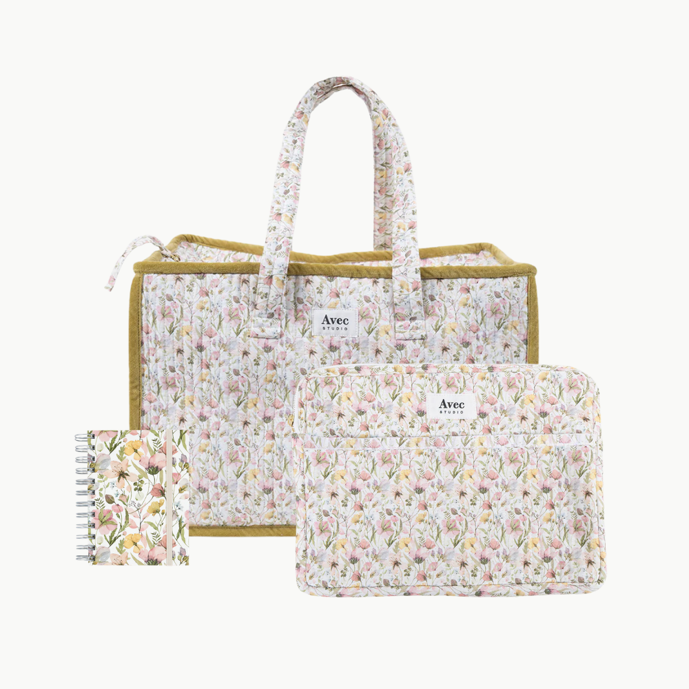 Pack Viaje "Spring Flowers" | Bolsa Viaje + Funda Portátil + Libreta A6