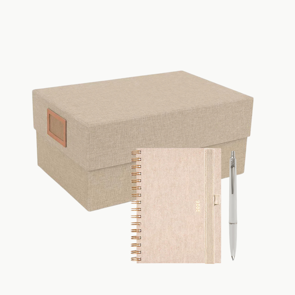 Pack Organización I Caja + Agenda + Bolígrafo + Portabolígrafos