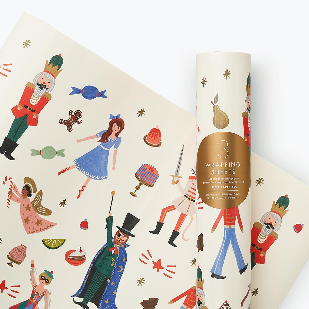 Hojas papel de Regalo Navidad Nutcracker - Rifle Paper Co
