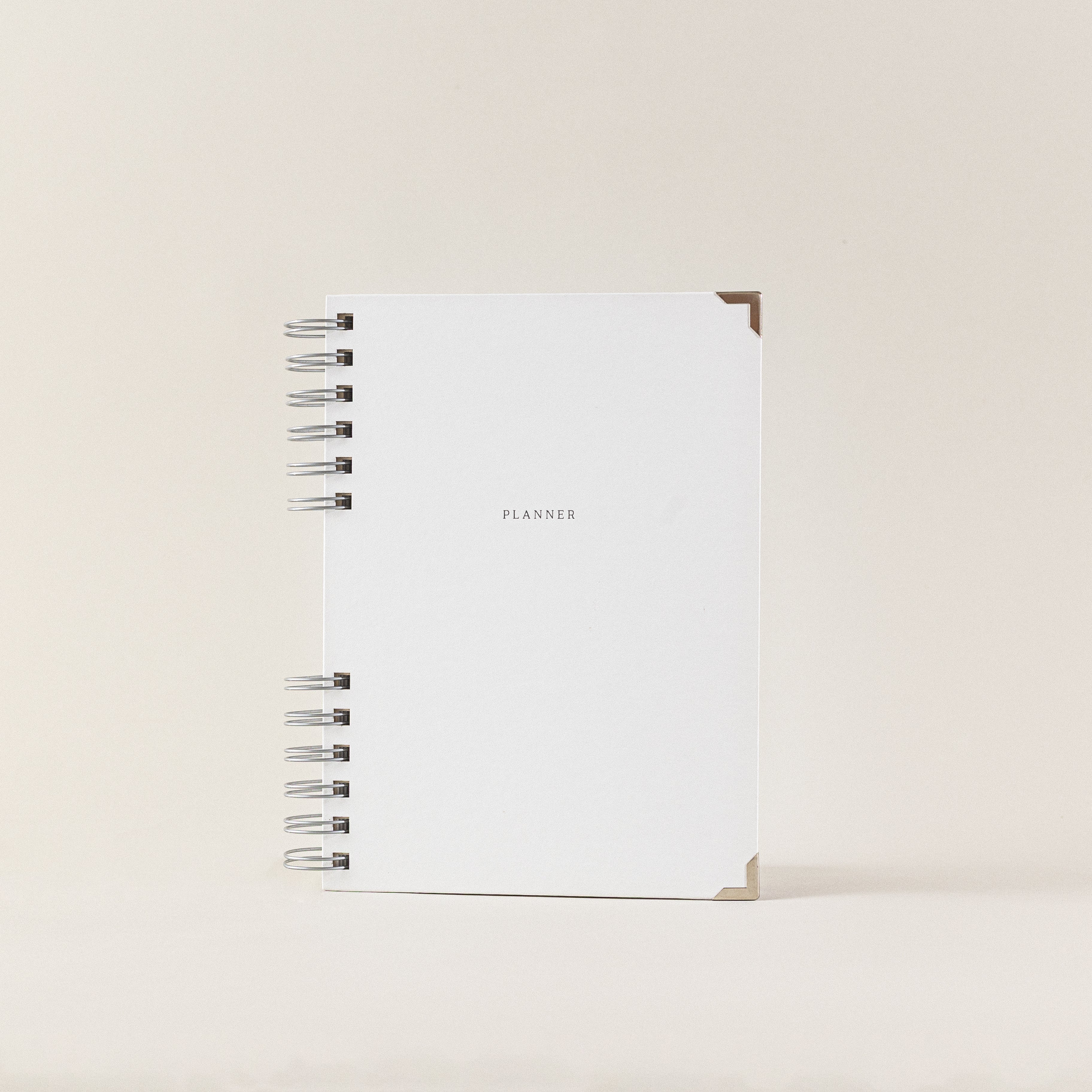 Planificador y agenda sostenible de papel reciclado blanca
