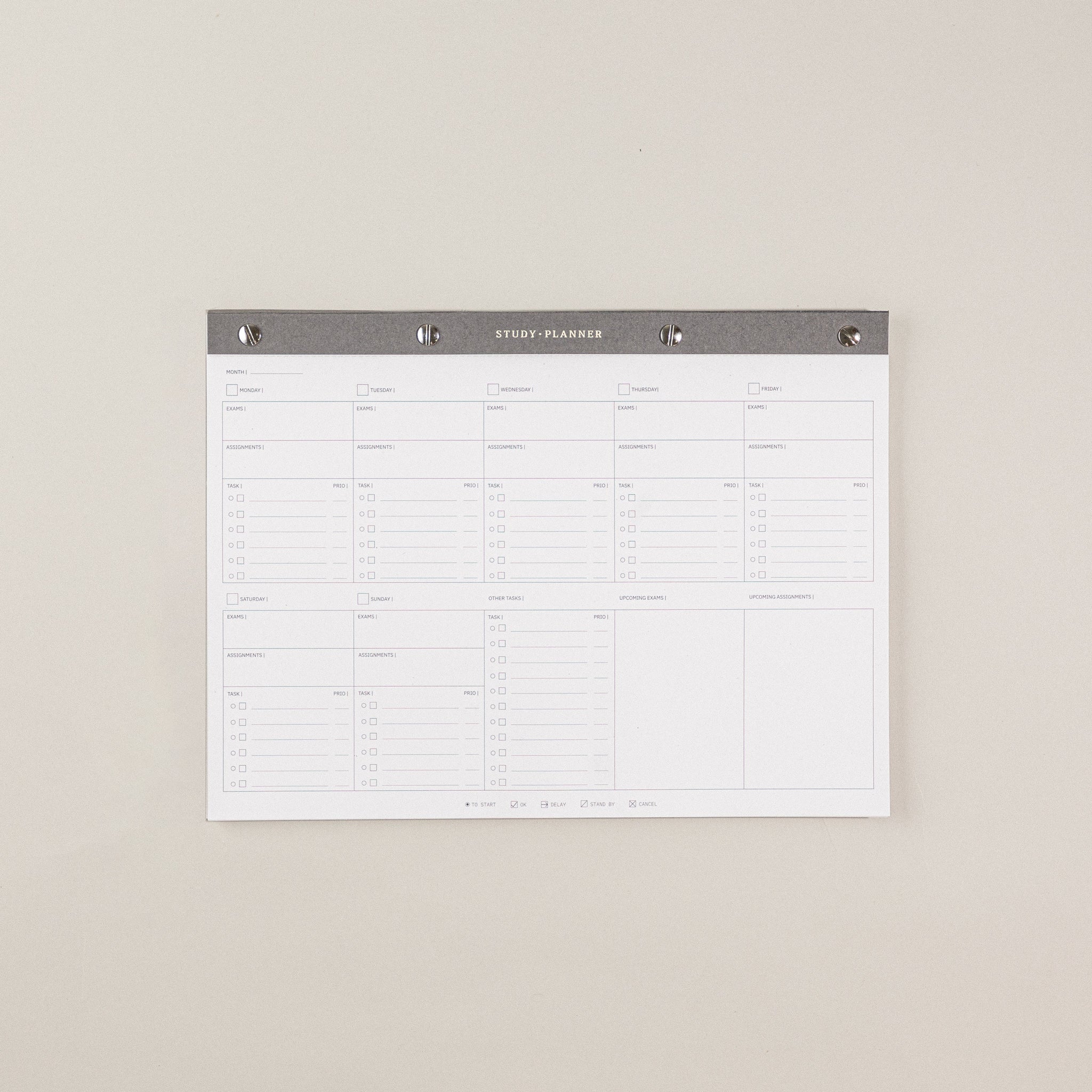Mi bloc de notas con planificador de estudios para trabajo en tus métodos y organización de estudios. Para una planificación de estudio, con un to do list en un bloc de notas A4.
