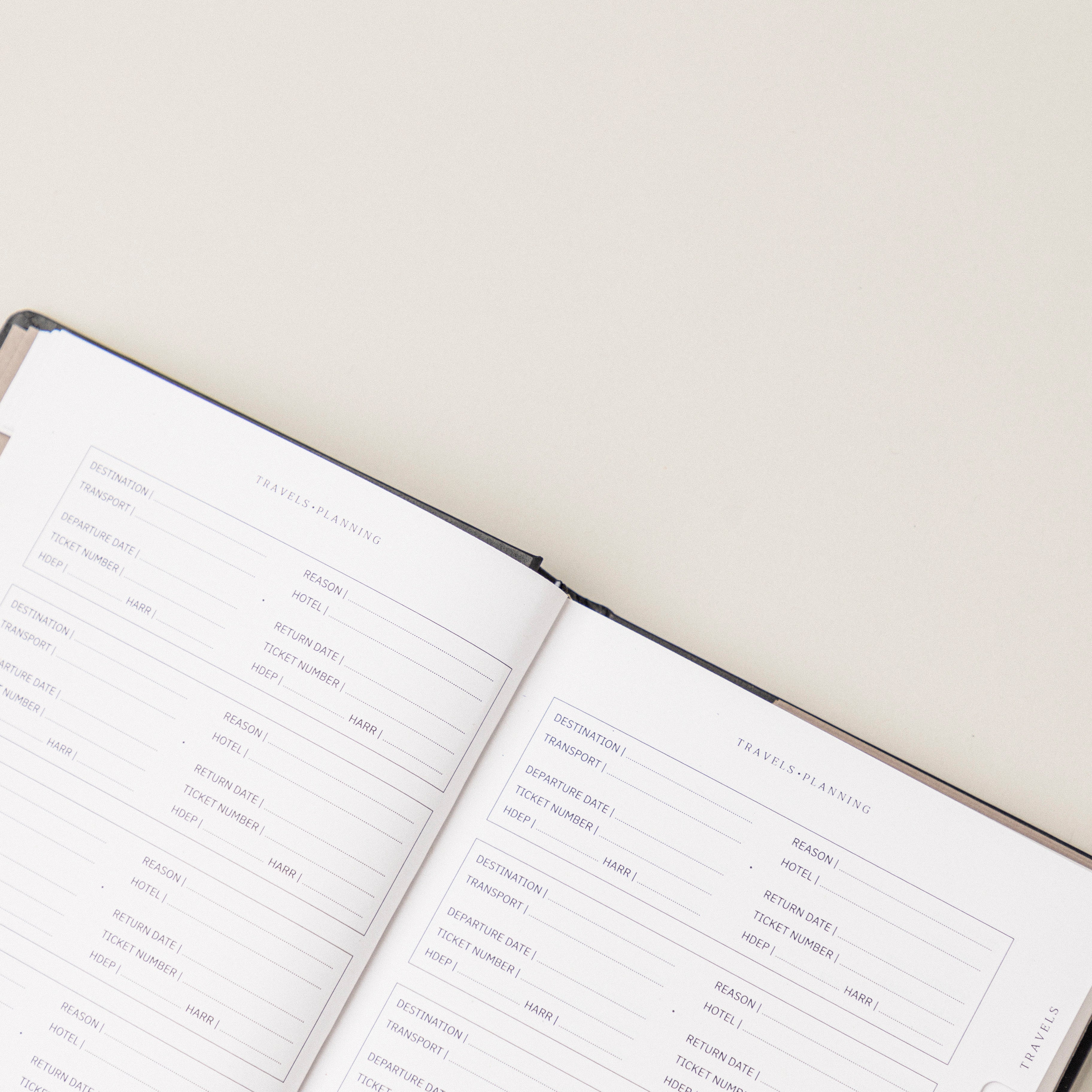 Planificador personal sin fechas para viajes