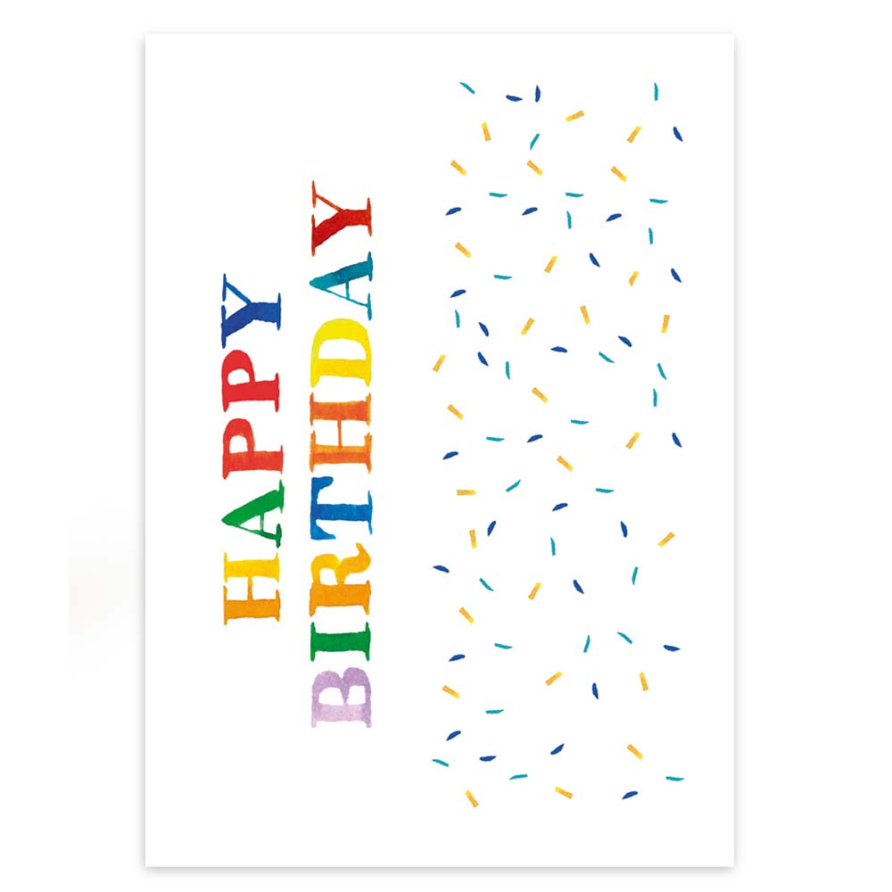 Postal A4 happy Birthday Confetti